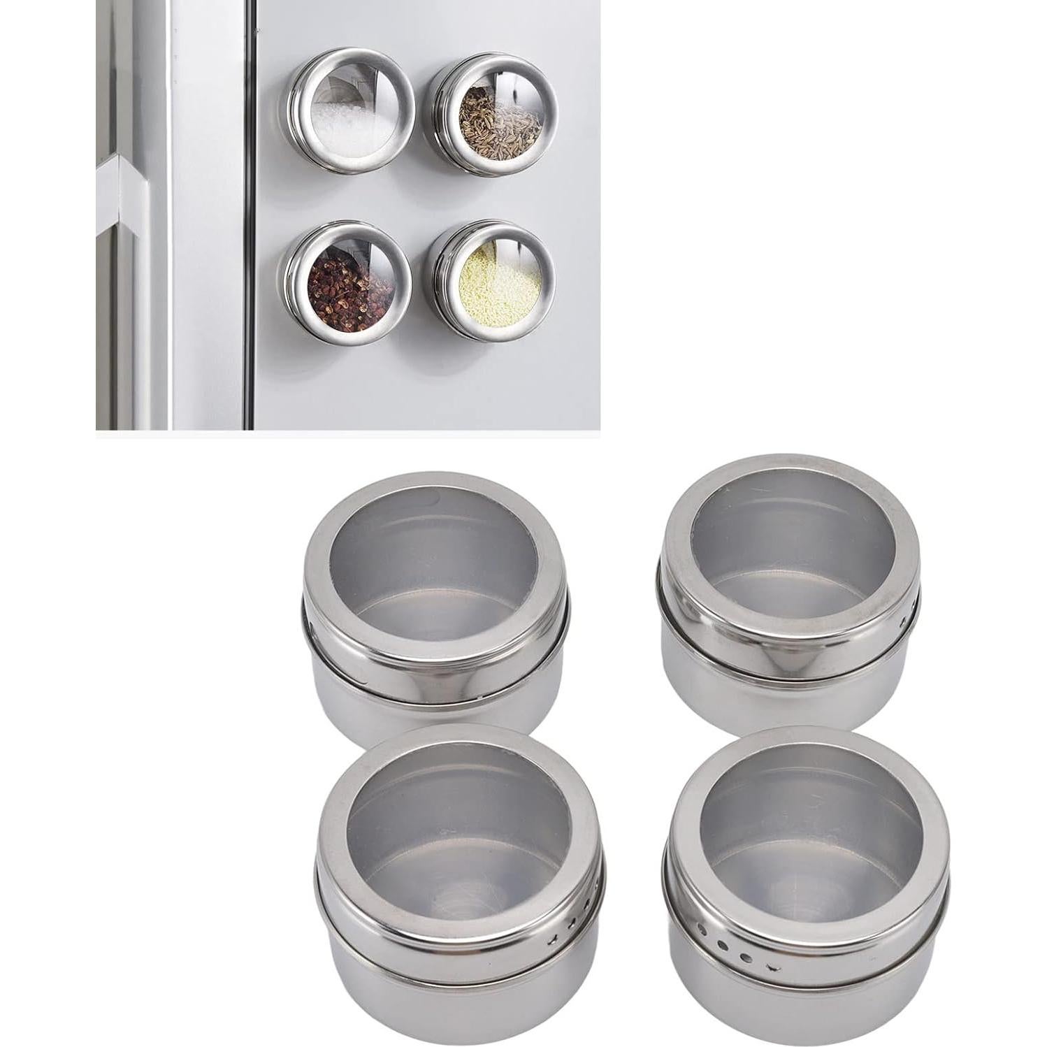 Latas Magnéticas para Especias BYERZ - Acero Inoxidable, 4 Piezas