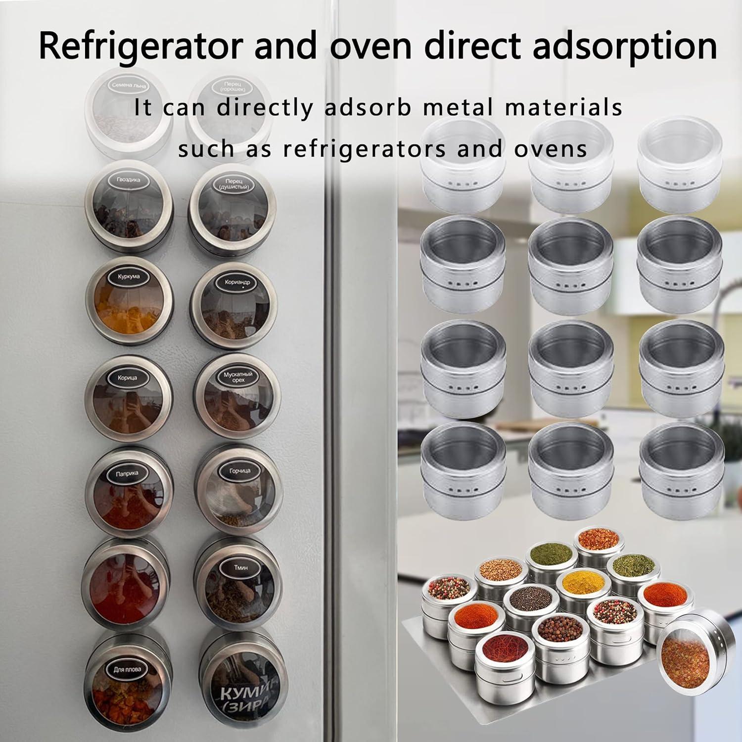 Tarros de Especias Magnéticos LinBonio 12pcs Acero Inoxidable