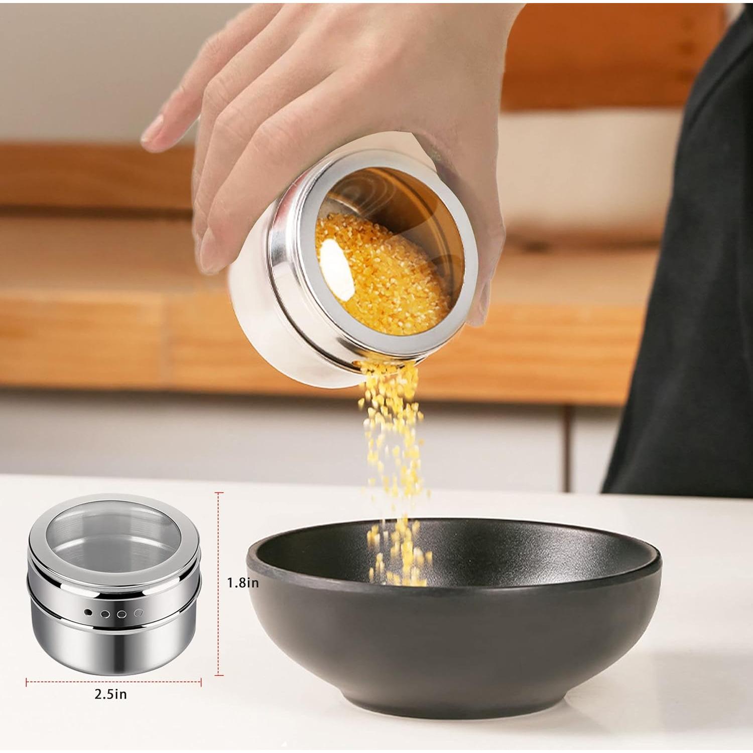 Tarros de Especias Magnéticos LinBonio 12pcs Acero Inoxidable