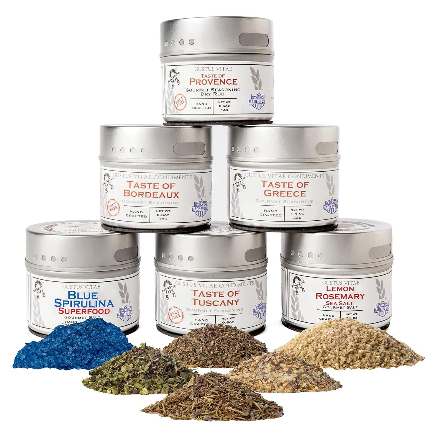 Colección de Condimentos Gourmet Gustus Vitae - 6 Latas Magnéticas