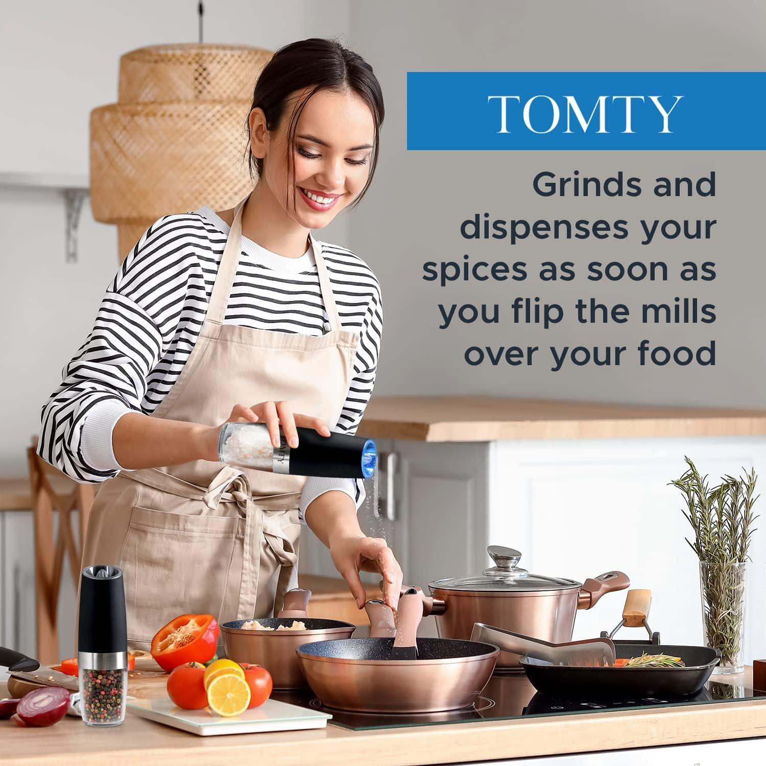 Juego de Molinillos Eléctricos de Sal y Pimienta TOMTY Negro