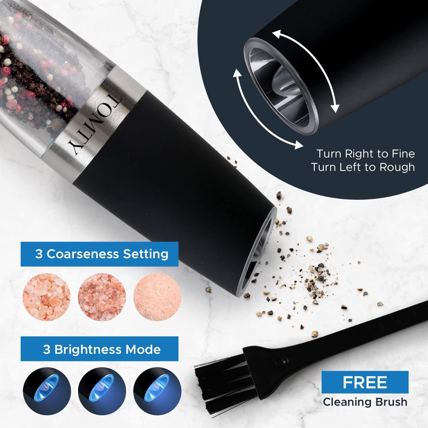 Juego de Molinillos Eléctricos de Sal y Pimienta TOMTY Negro