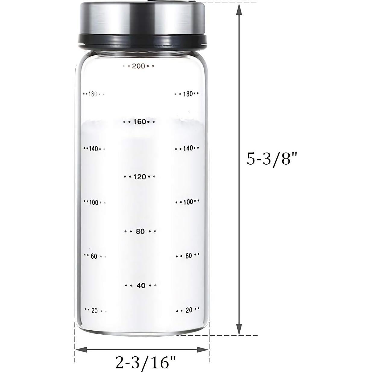 Tarros de Especias de Vidrio Kingrol 200 ml - 6 Pack con Tapa Ajustable