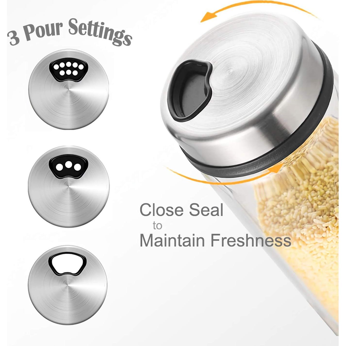 Tarros de Especias de Vidrio Kingrol 200 ml - 6 Pack con Tapa Ajustable