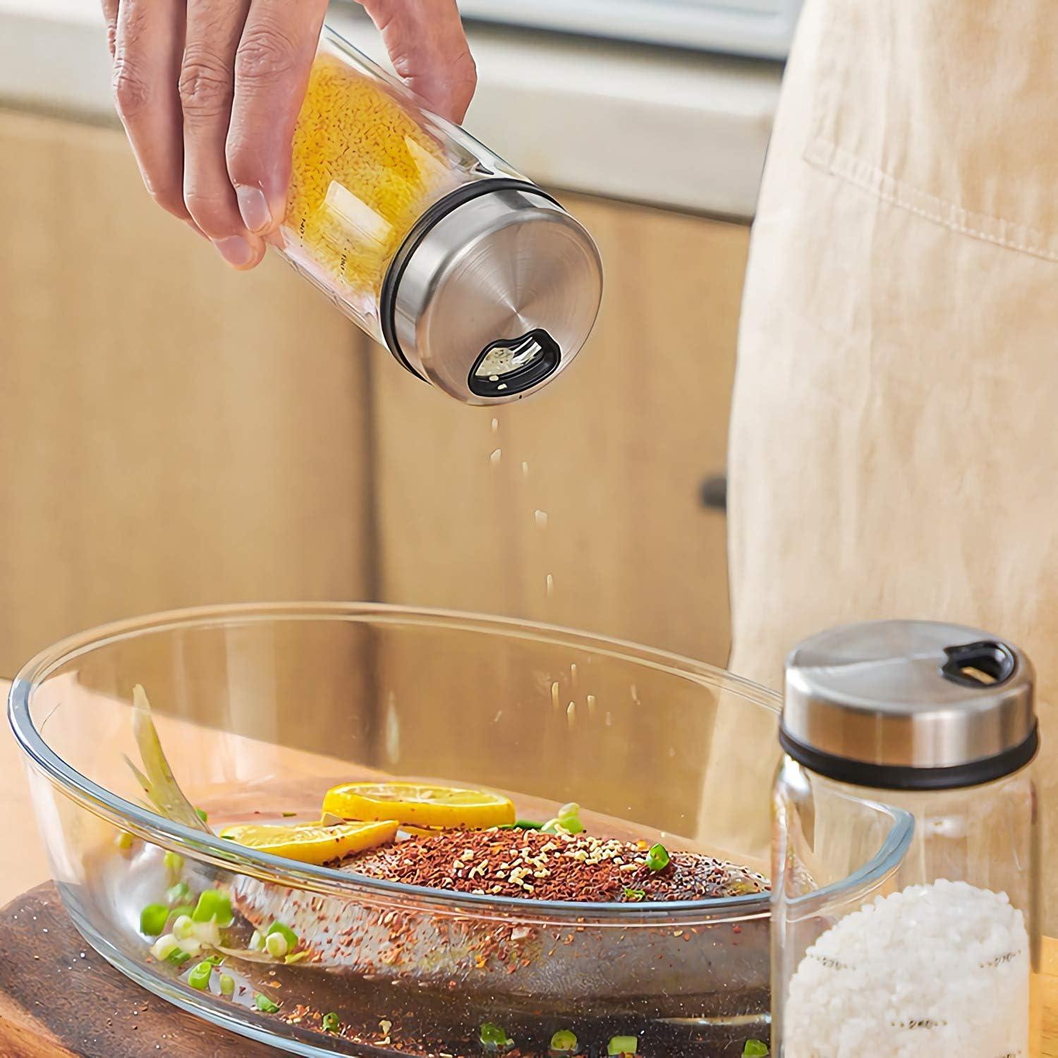 Tarros de Especias de Vidrio Kingrol 200 ml - 6 Pack con Tapa Ajustable