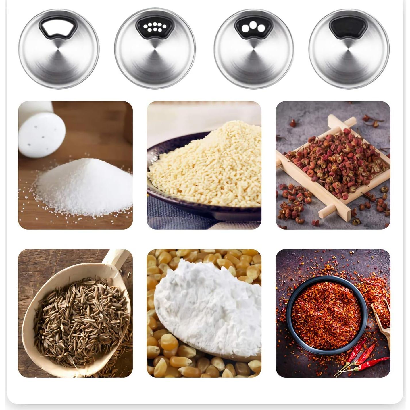 Tarros de Especias de Vidrio Kingrol 200 ml - 6 Pack con Tapa Ajustable