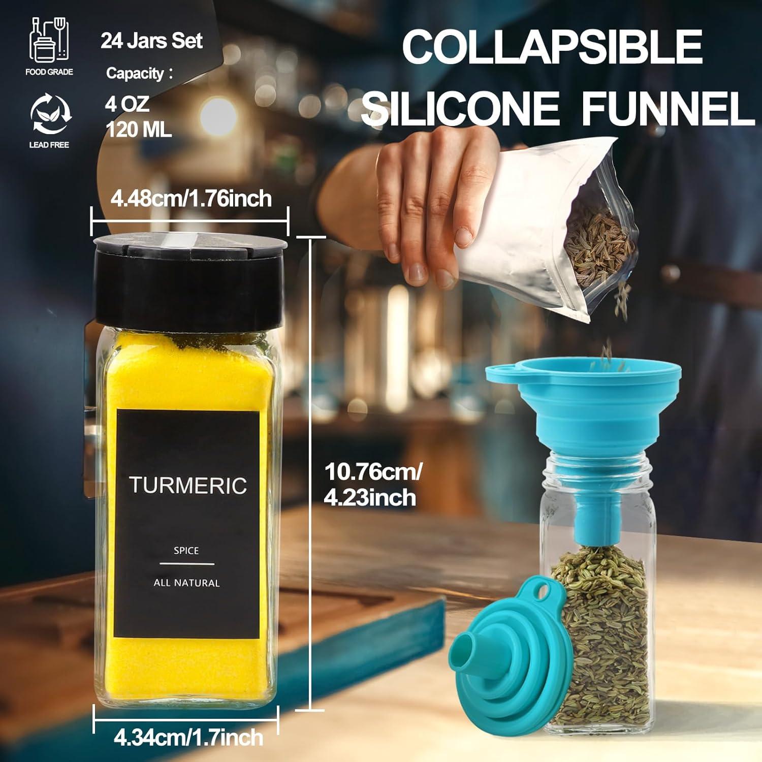 Juego de Frascos de Especias AISIPRIN 24 Piezas con Etiquetas