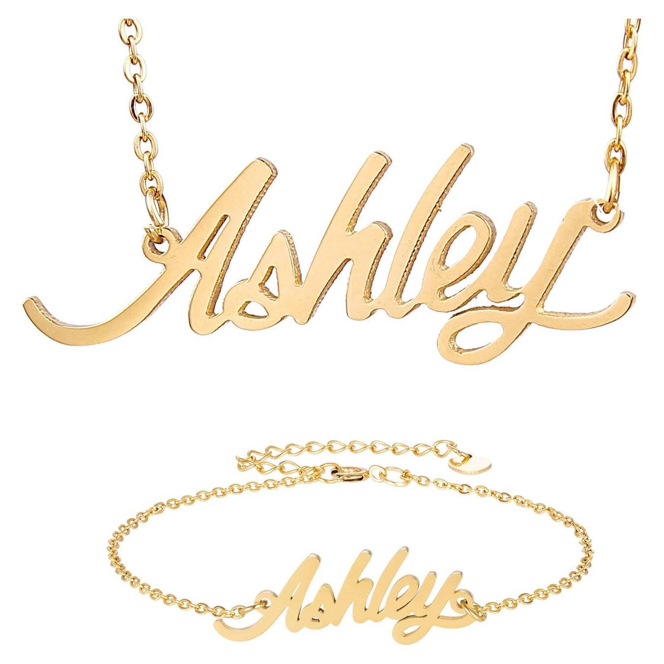 Conjunto Collar y Pulsera Personalizados HUAN XUN Dorado