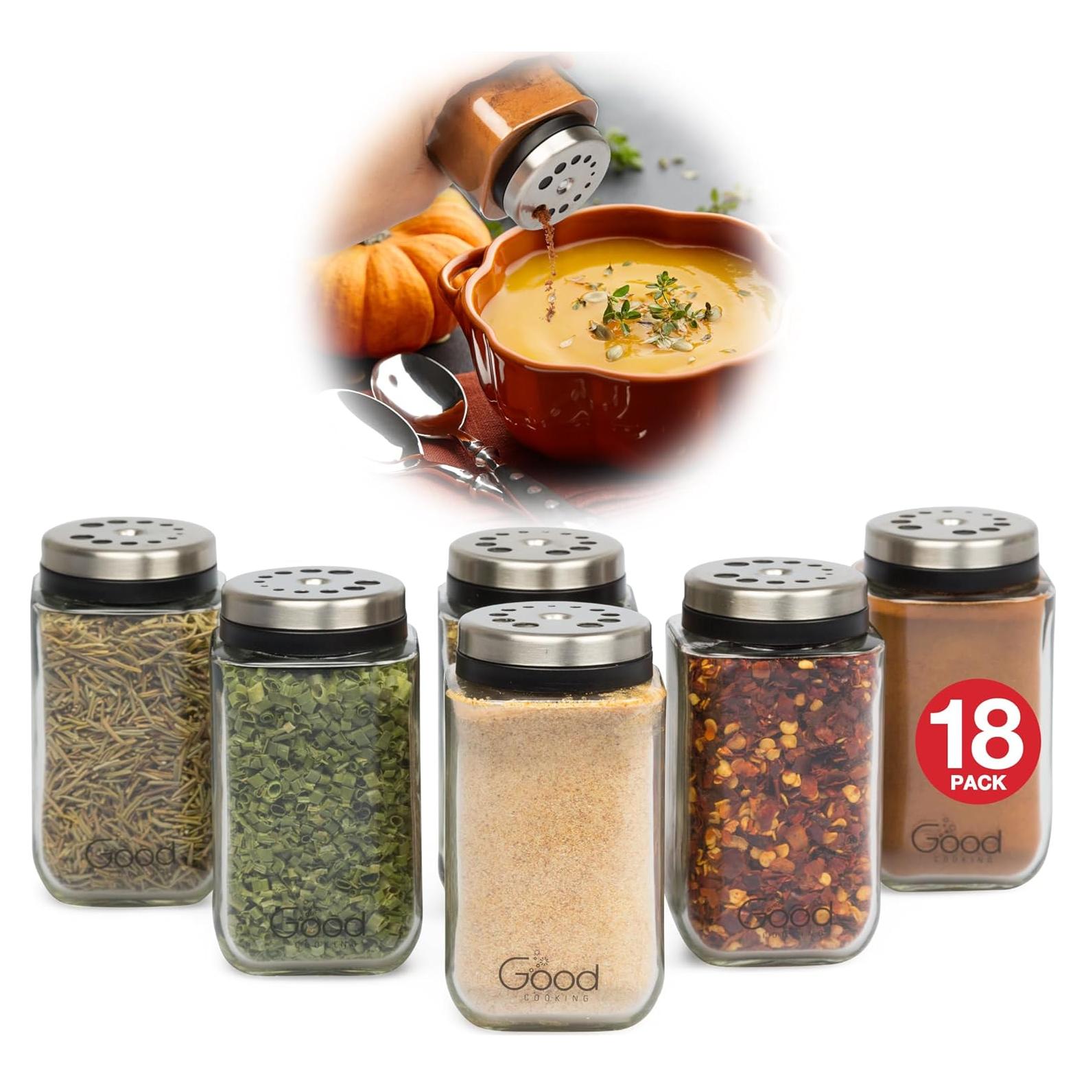 Juego de 6 Tarros de Especias de Vidrio Good Cooking 180ml