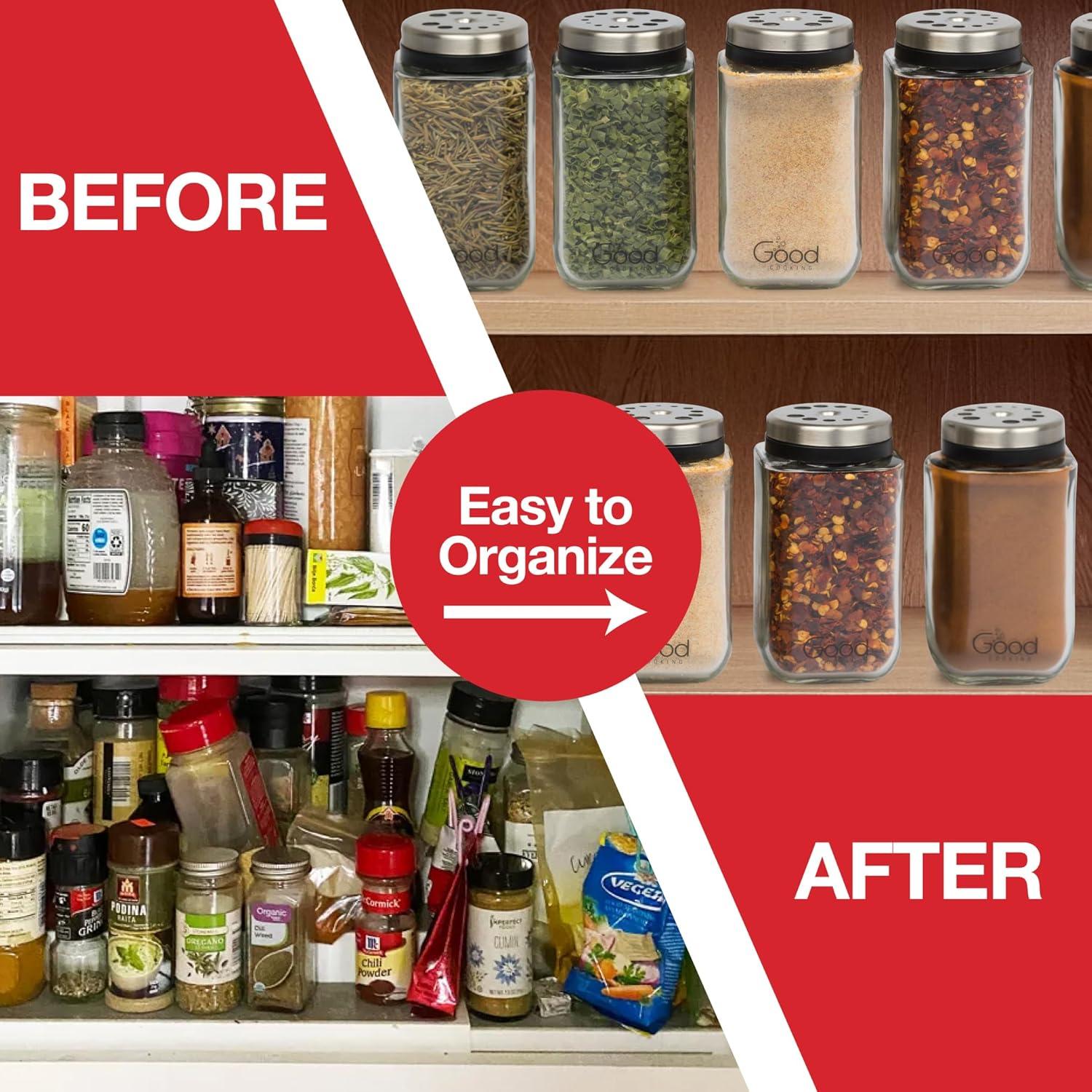 Juego de 6 Tarros de Especias de Vidrio Good Cooking 180ml