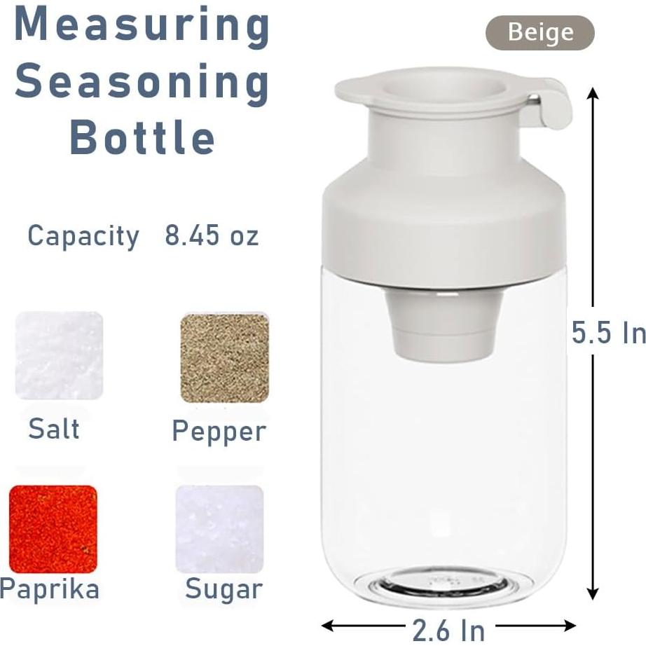 Salero y Pimentero Koofull de Vidrio 240g Beige a Prueba de Polvo