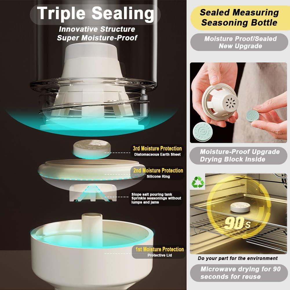 Salero y Pimentero Koofull de Vidrio 240g Beige a Prueba de Polvo