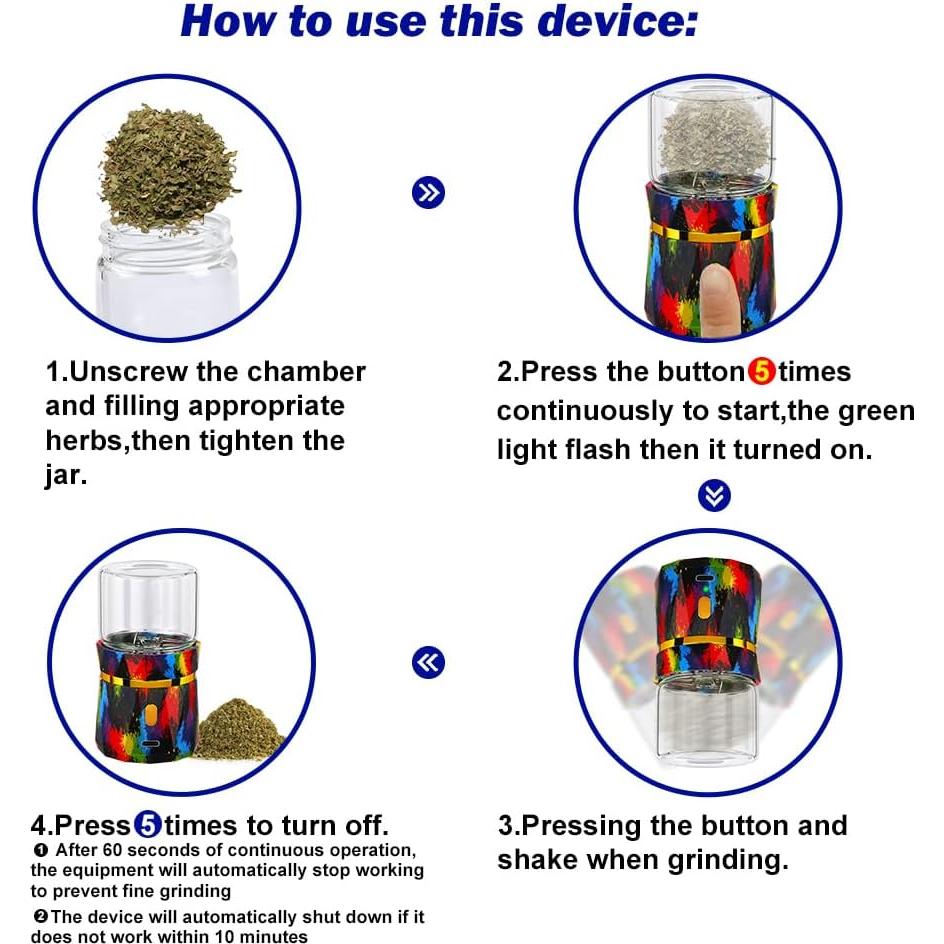 Molino de Hierbas Eléctrico BEIXIFO Mini 5cm, 2 Tarros 50ml