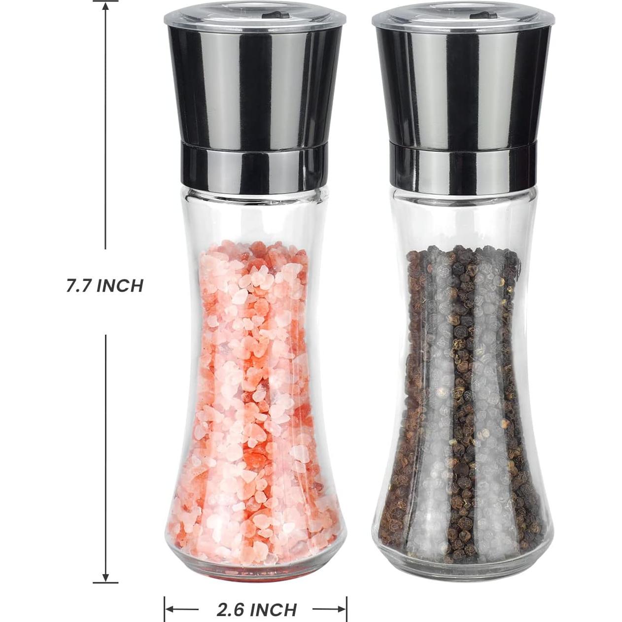 Juego de Molinillos de Sal y Pimienta VEVOK CHEF Acero Inoxidable Ajustable