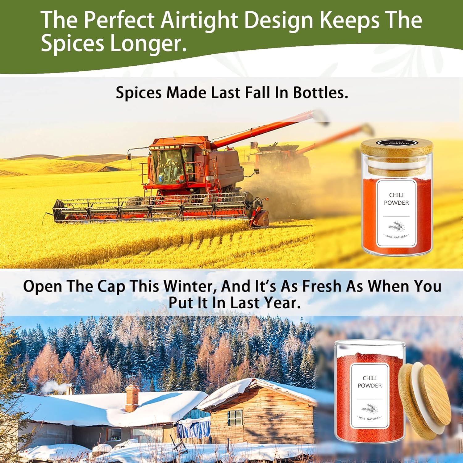 Tarros de Especias SLifeJars 118 ml con Etiquetas - 24 Piezas