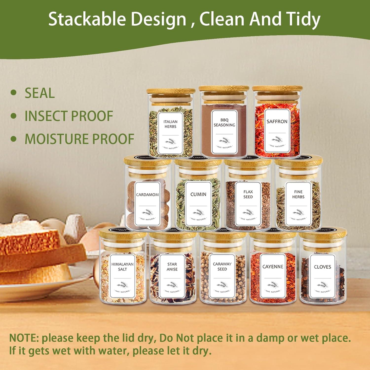 Tarros de Especias SLifeJars 118 ml con Etiquetas - 24 Piezas