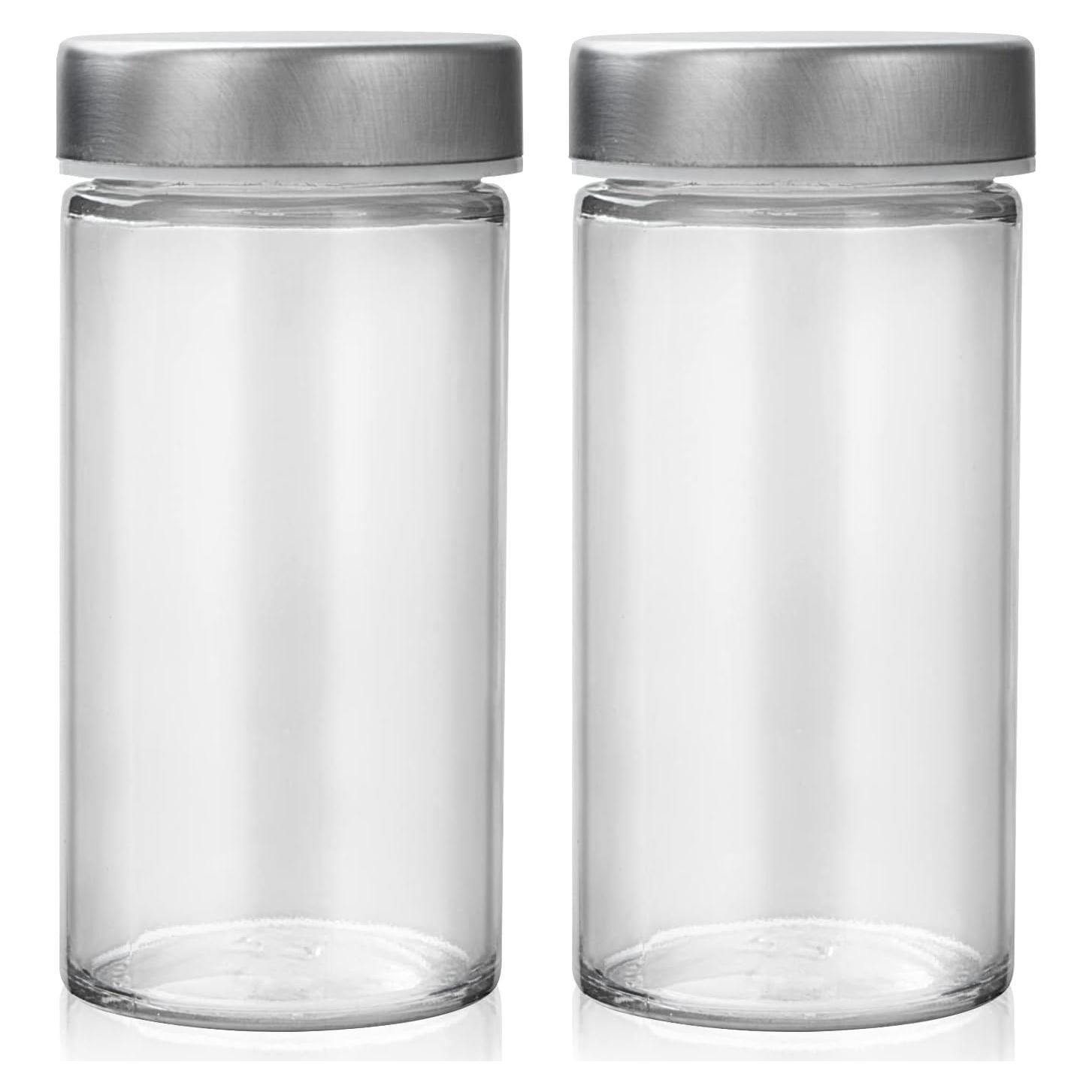 Tarros de Especias de Vidrio 2 Pcs 88.72 ml con Tapas de Acero Inoxidable