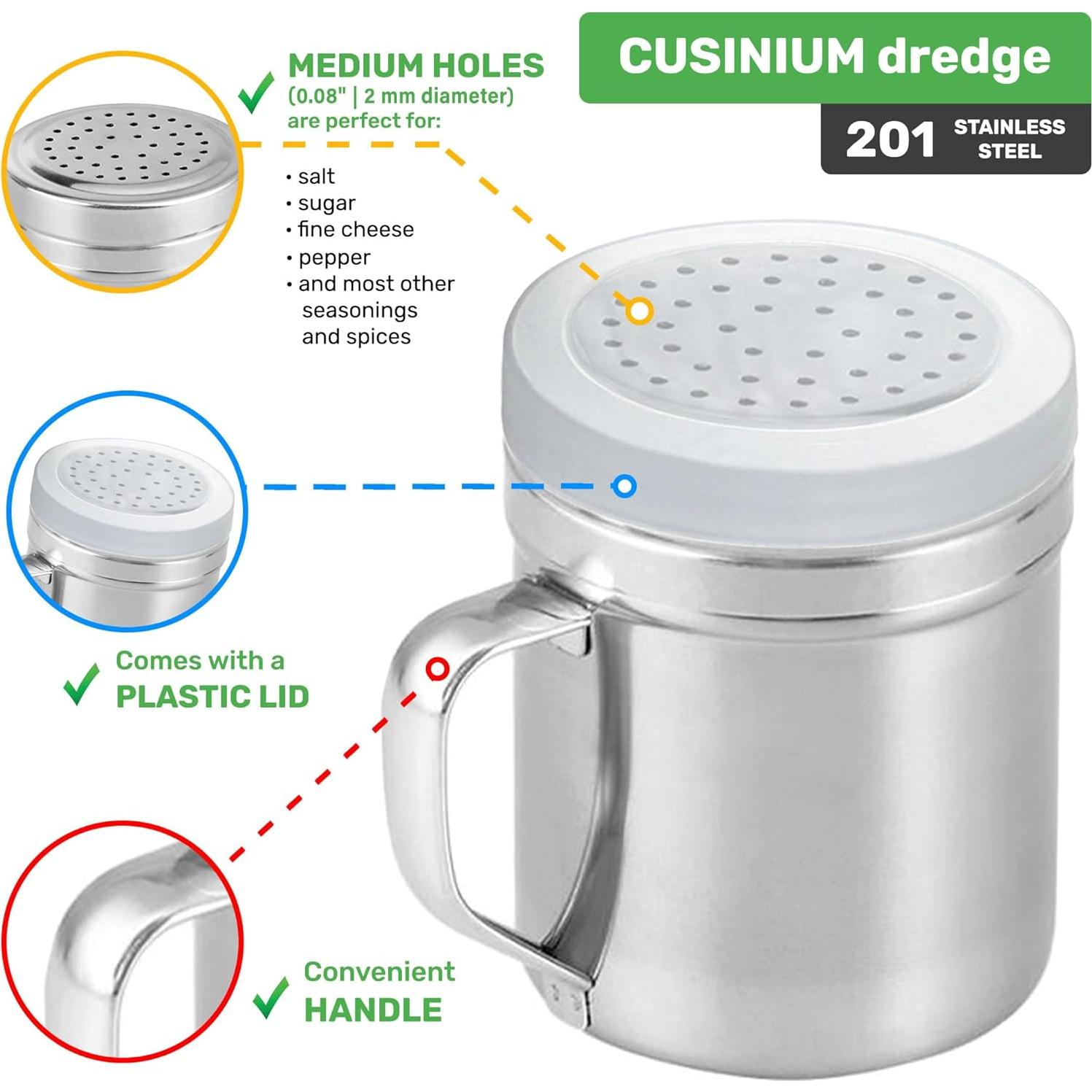 Tamizadores de Especias CUSINIUM 10 Oz Acero Inoxidable 2 Pcs