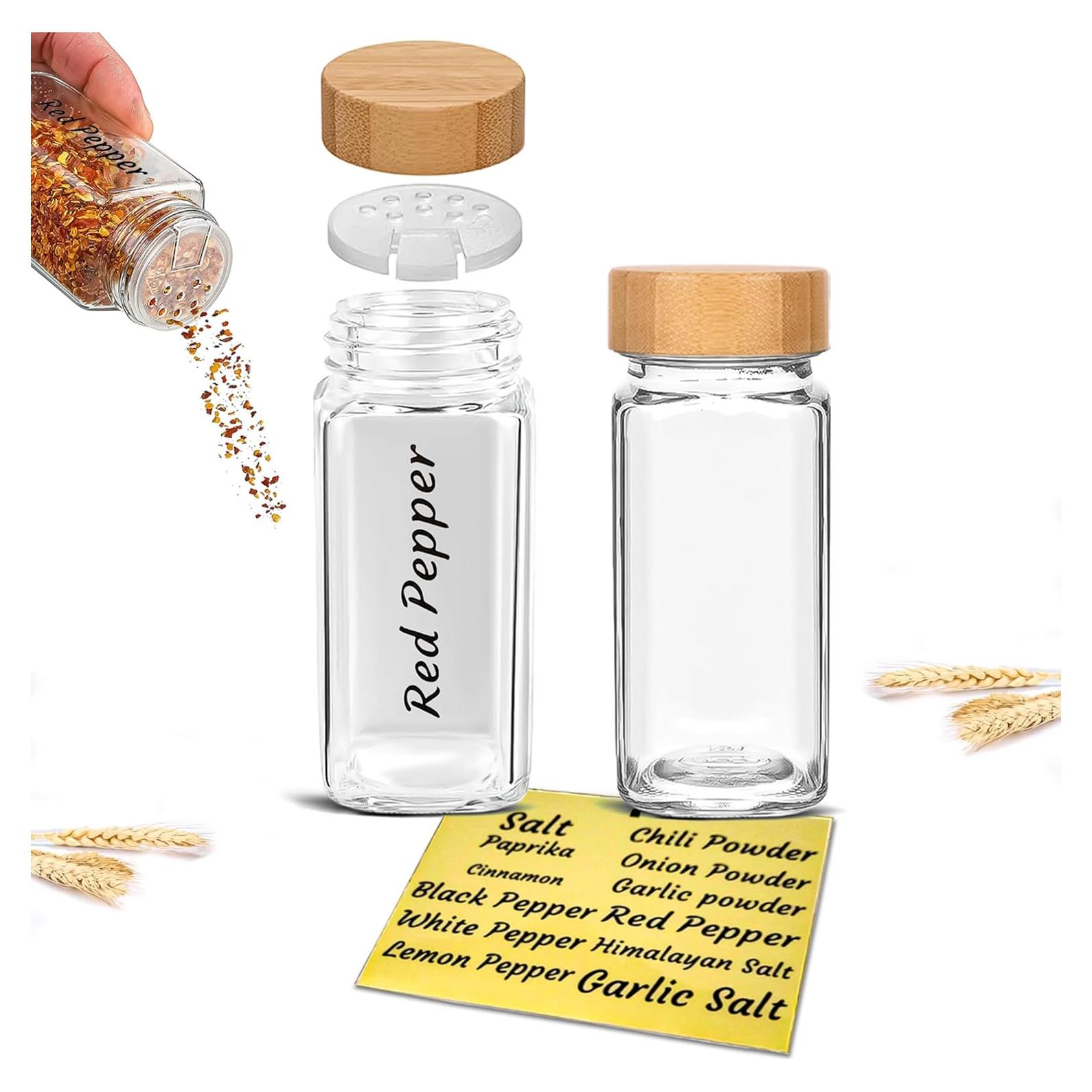 Tarros de Especias de Vidrio MEM WORLDSHOP 118 ml con Tapas de Bambú