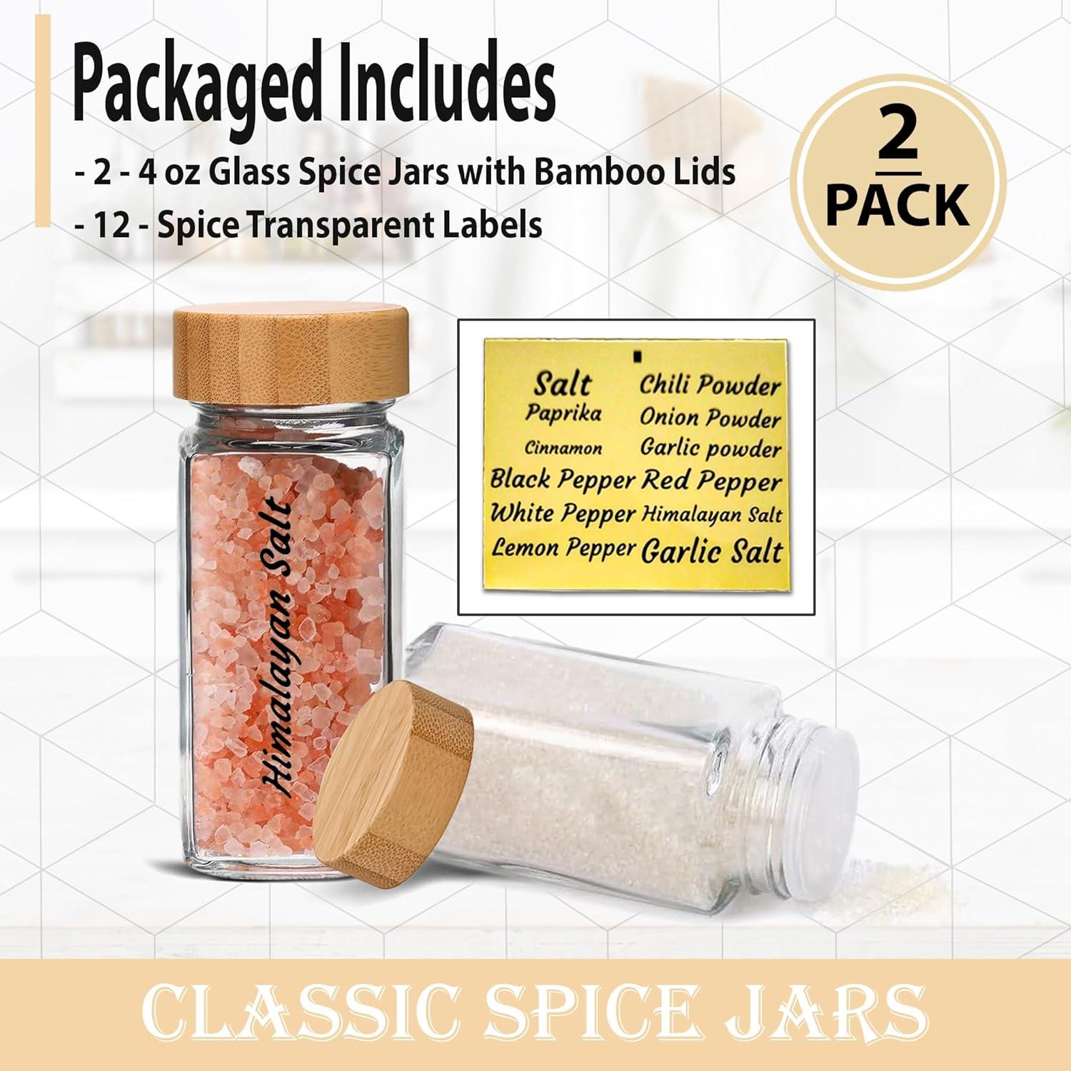 Tarros de Especias de Vidrio MEM WORLDSHOP 118 ml con Tapas de Bambú