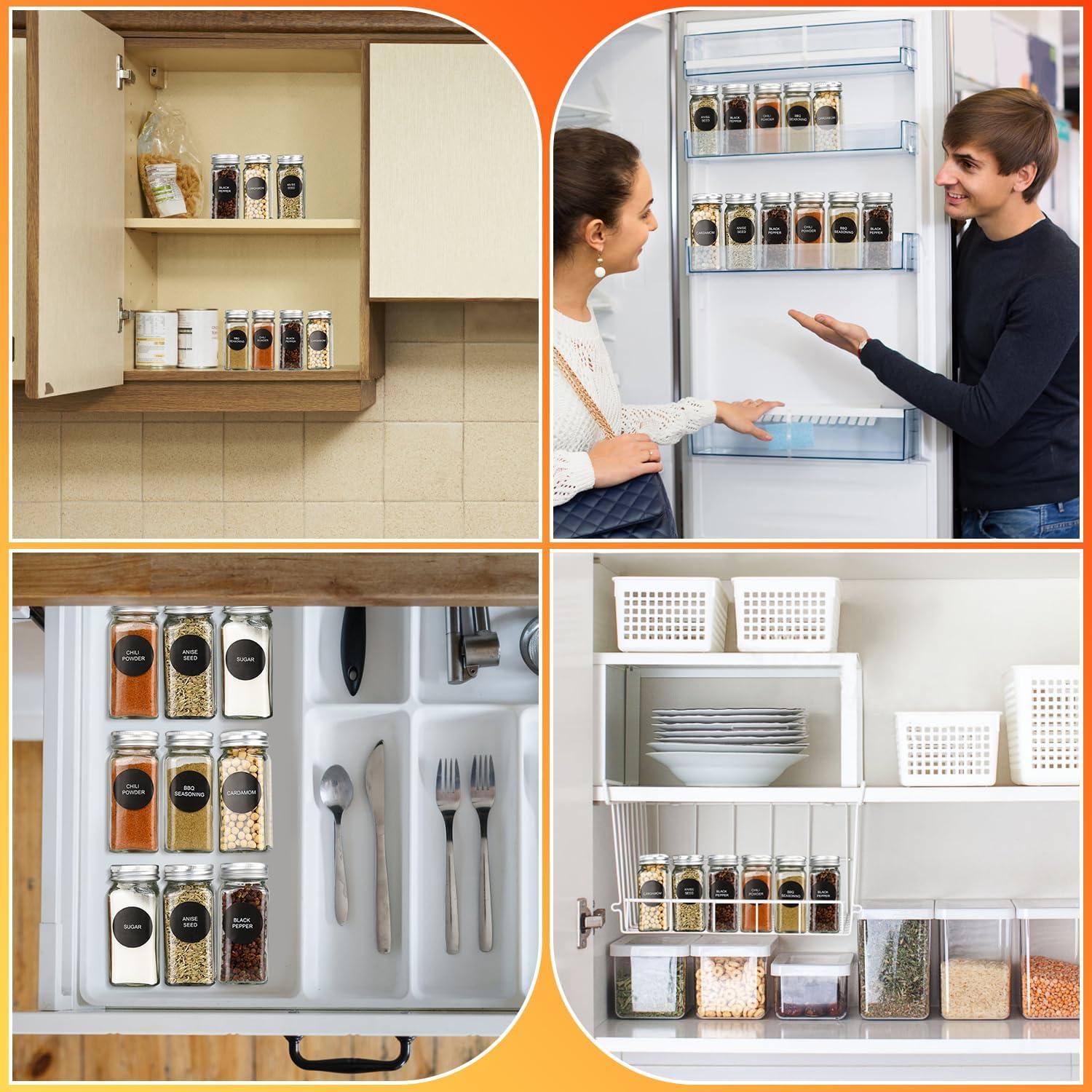 Tarros de Especias de Vidrio DkOvn 12pcs 4oz con Etiquetas