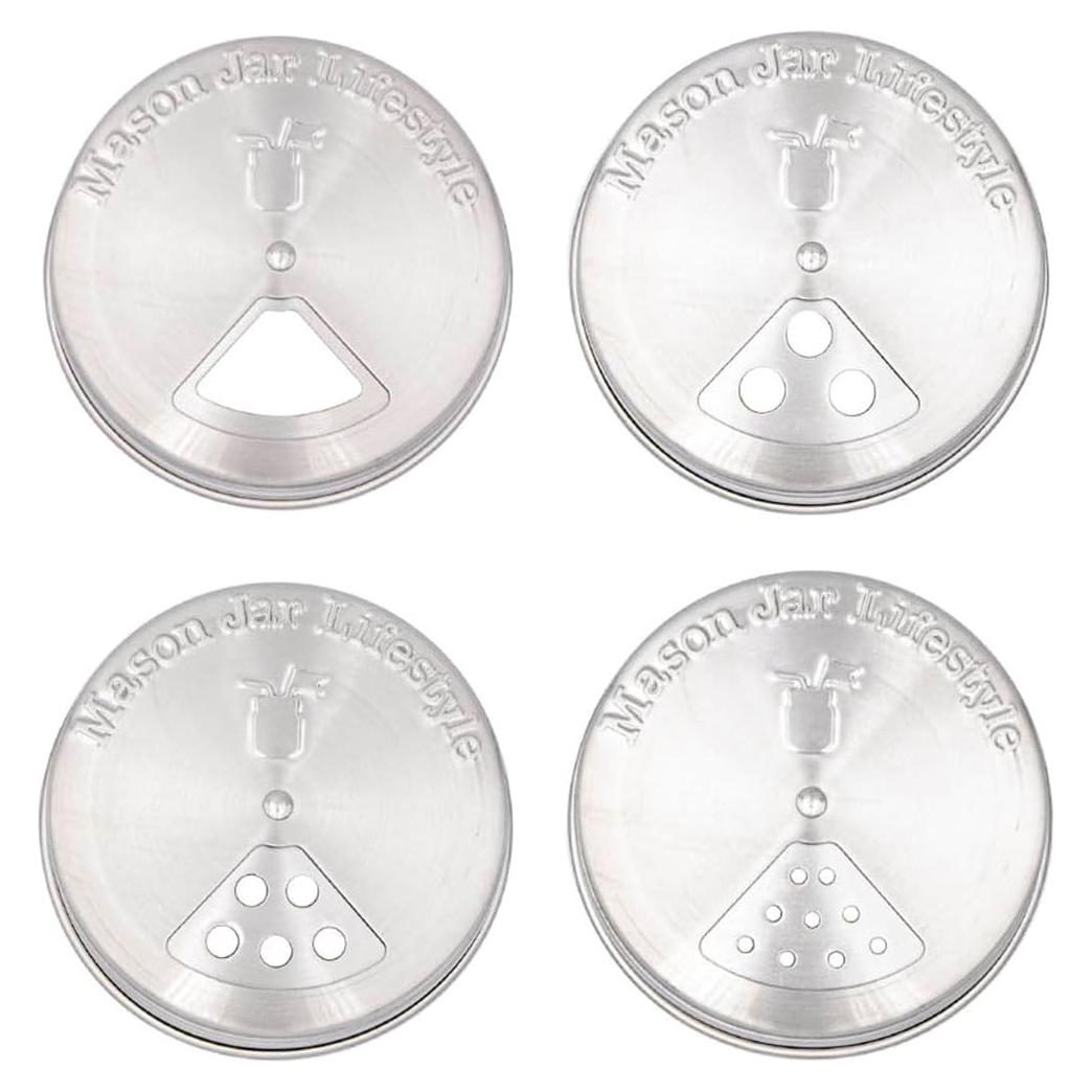 Tapa de Especias Mason Jar Lifestyle - Acero Inoxidable - Paquete de 4