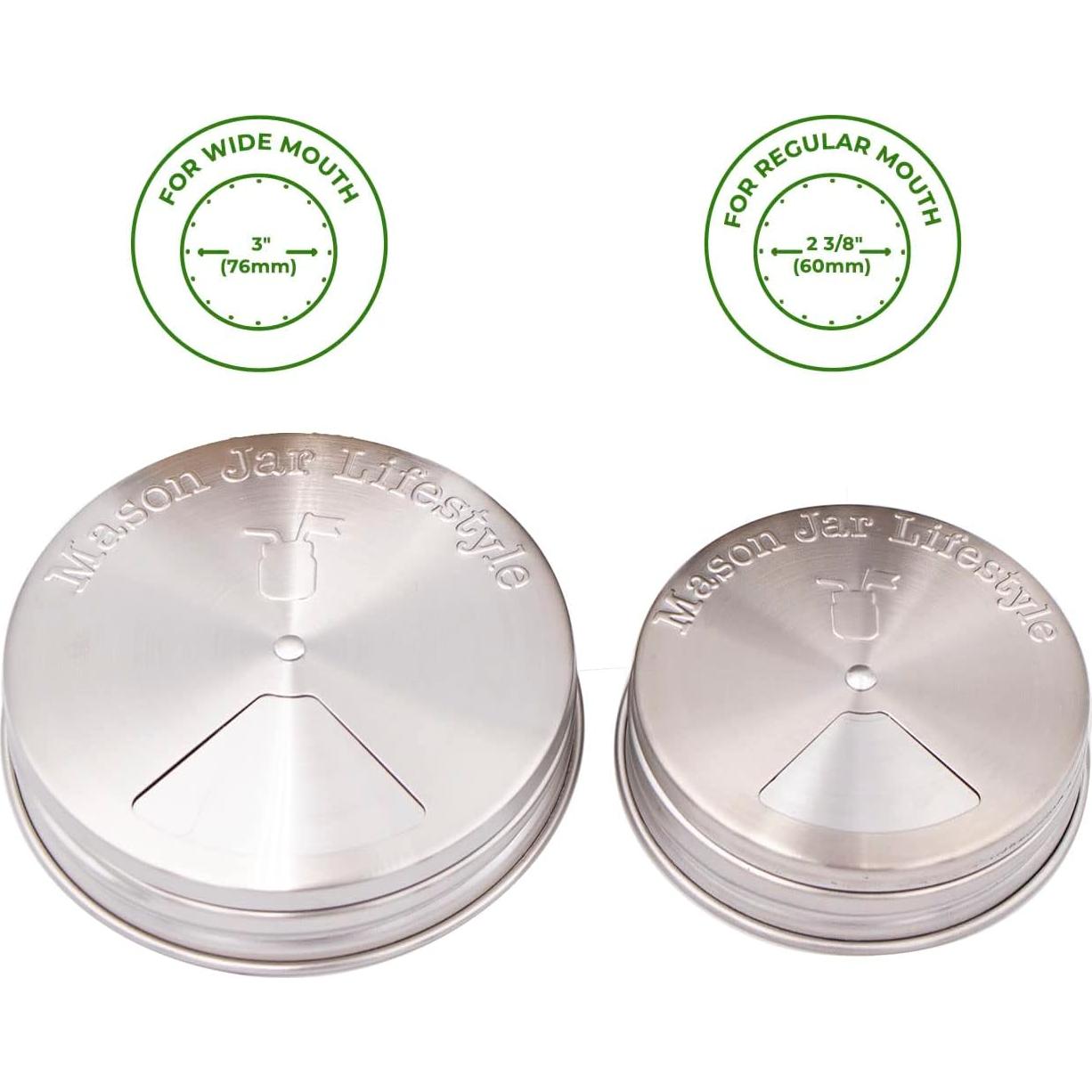 Tapa de Especias Mason Jar Lifestyle - Acero Inoxidable - Paquete de 4