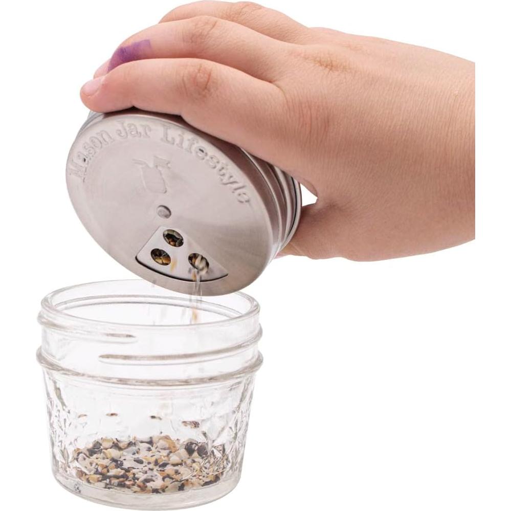 Tapa de Especias Mason Jar Lifestyle - Acero Inoxidable - Paquete de 4