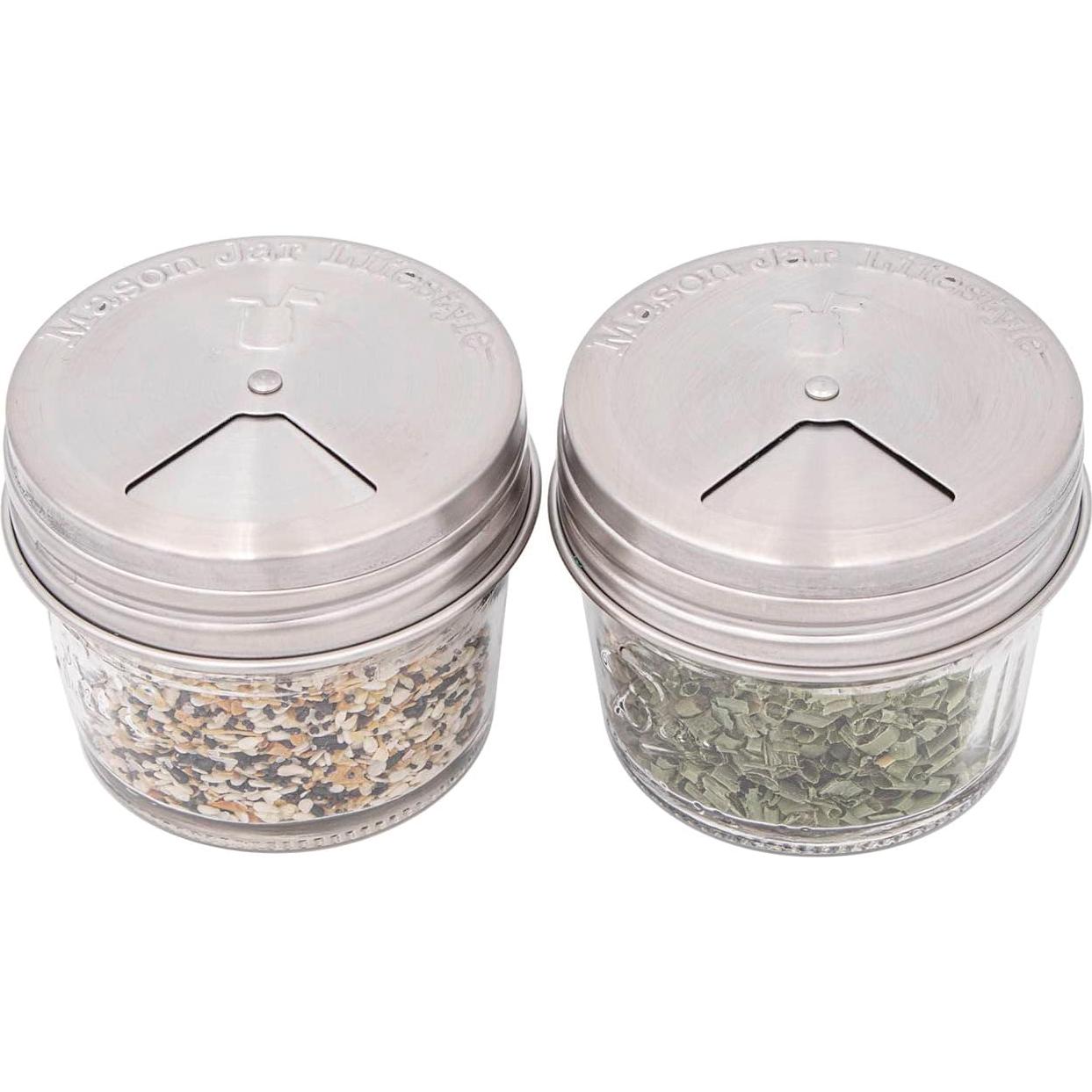 Tapa de Especias Mason Jar Lifestyle - Acero Inoxidable - Paquete de 4