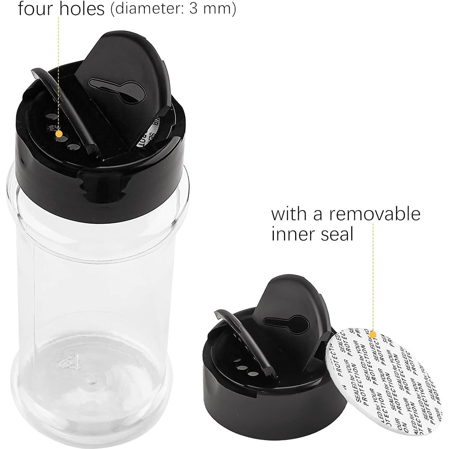 Tarros de Especias de Plástico TUZAZO 3 oz - 14 Pcs con Etiquetas