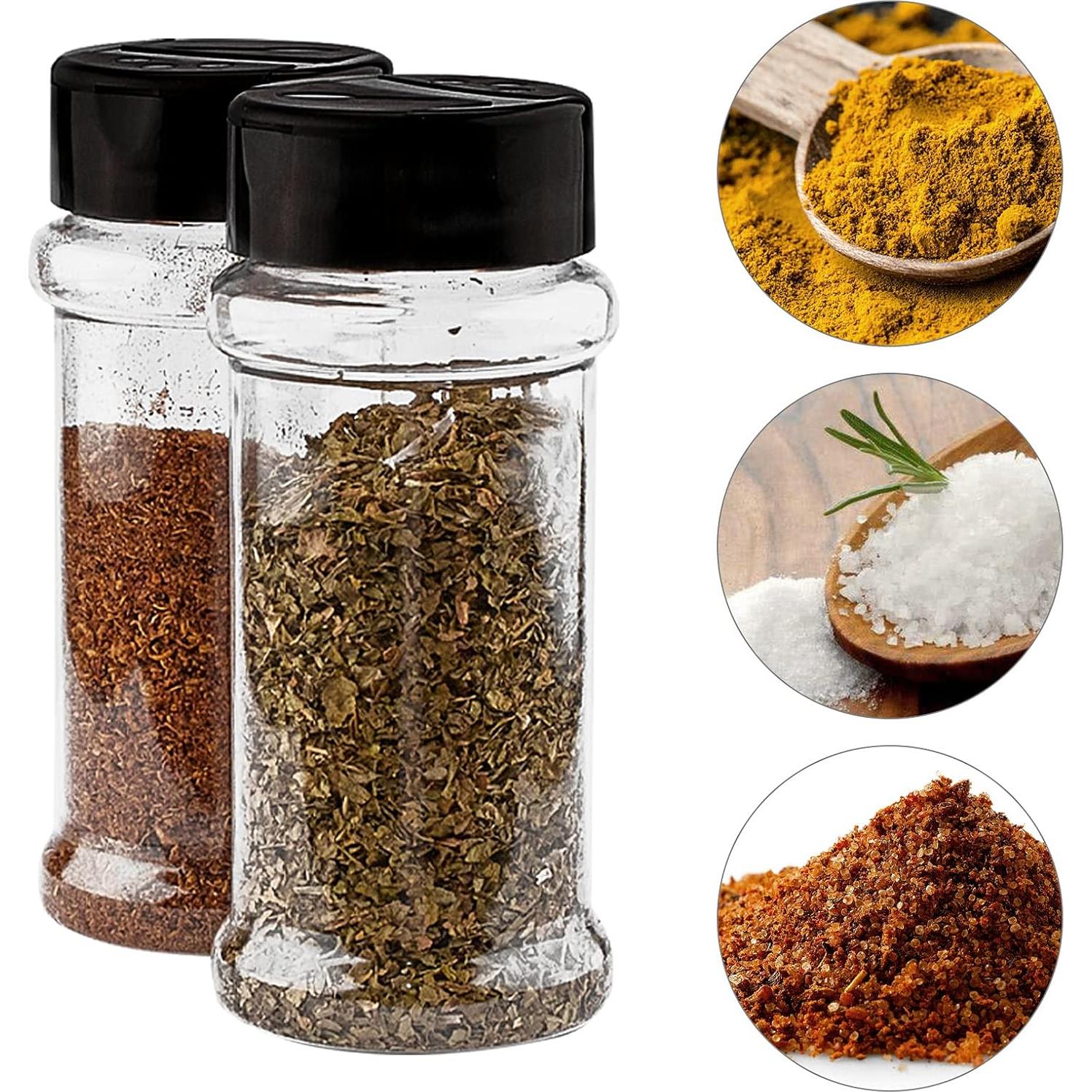 Tarros de Especias de Plástico TUZAZO 3 oz - 14 Pcs con Etiquetas