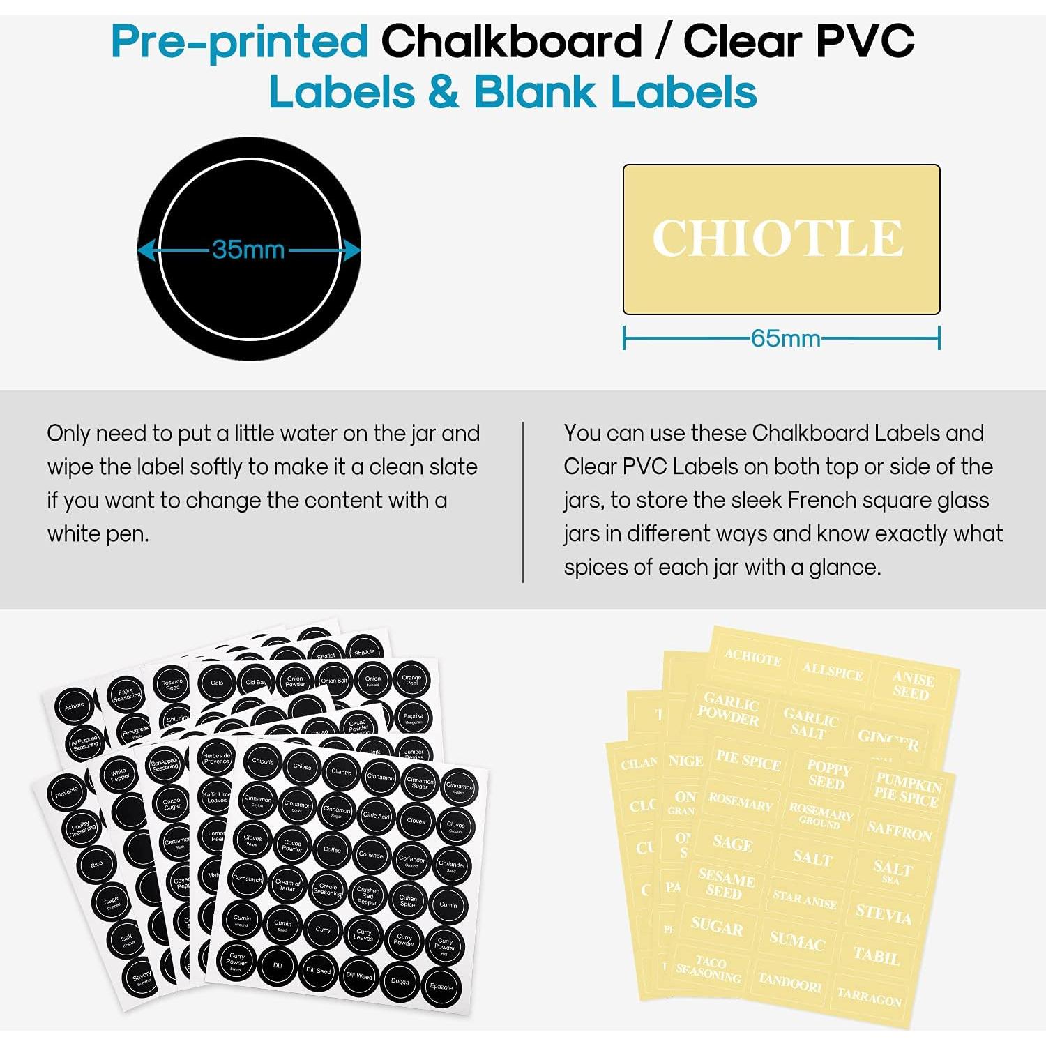 Tarros de Especias de Vidrio AOZITA 24 Pcs 118ml Cuadrados