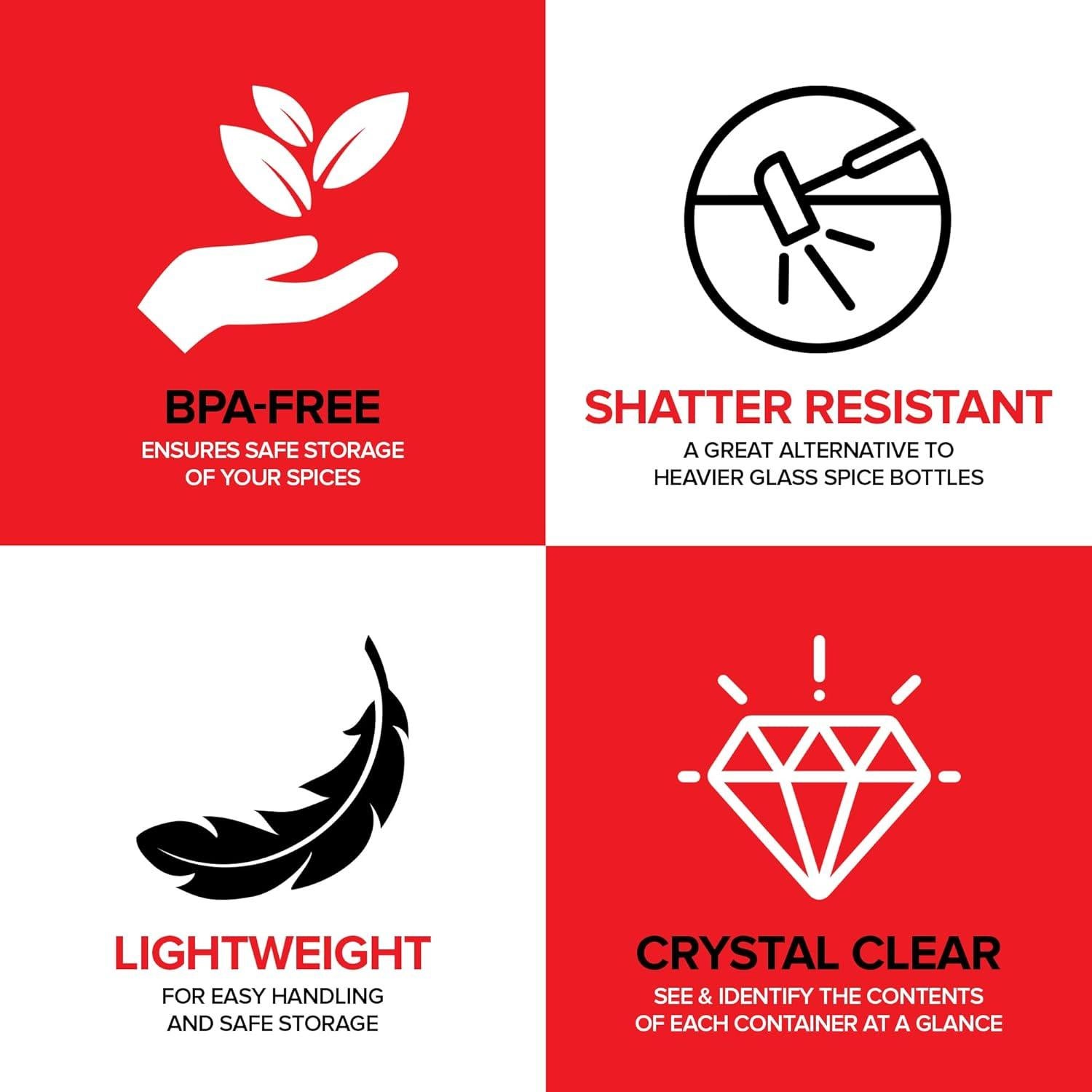 Paquete de 6 frascos de especias Stock Your Home 155ml