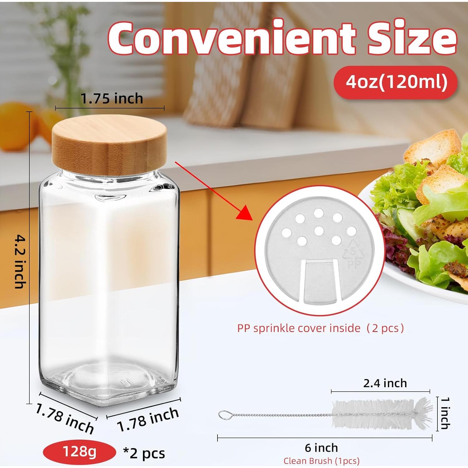 Set de 2 Tarros de Especias de Vidrio 4oz eispap con Tapas de Bambú