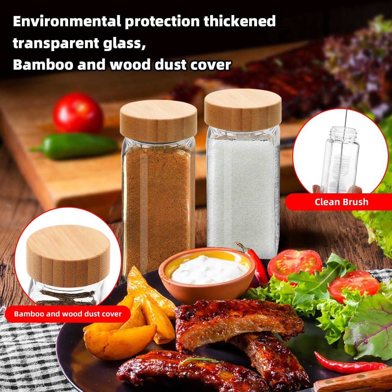 Set de 2 Tarros de Especias de Vidrio 4oz eispap con Tapas de Bambú