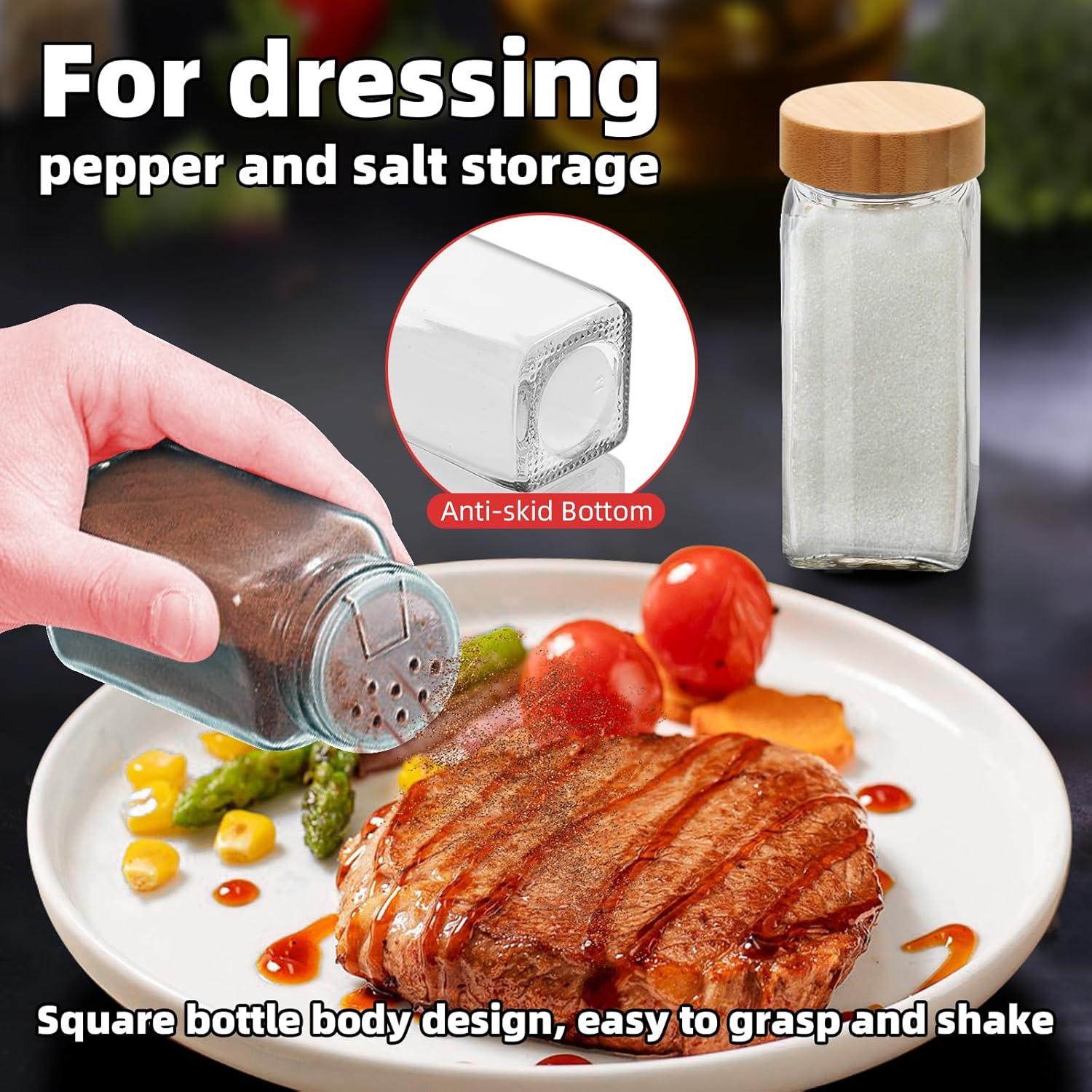 Set de 2 Tarros de Especias de Vidrio 4oz eispap con Tapas de Bambú