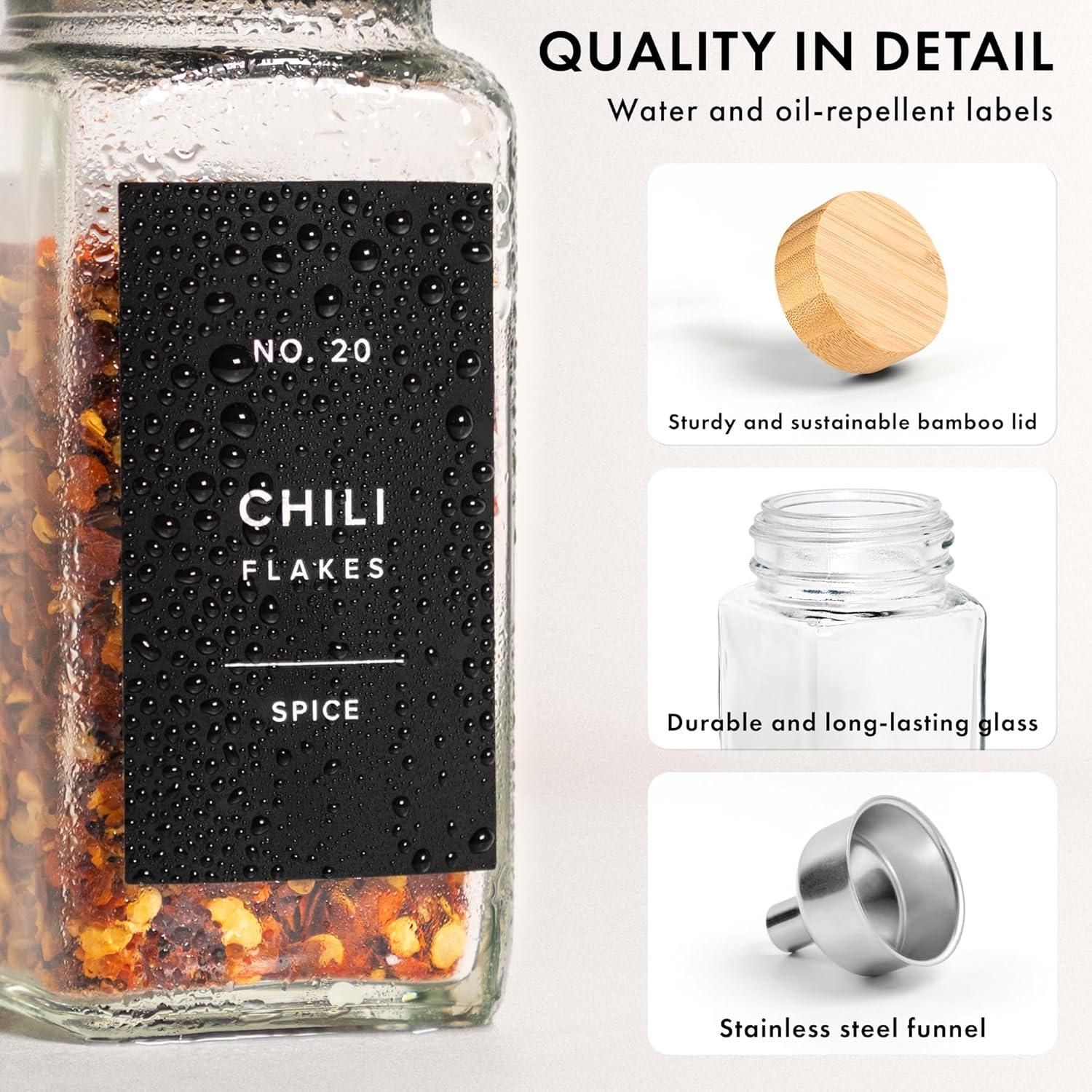 Tarros de Especias EDELHAUS® Cuadrados con Tapa de Bambú - 24 Piezas