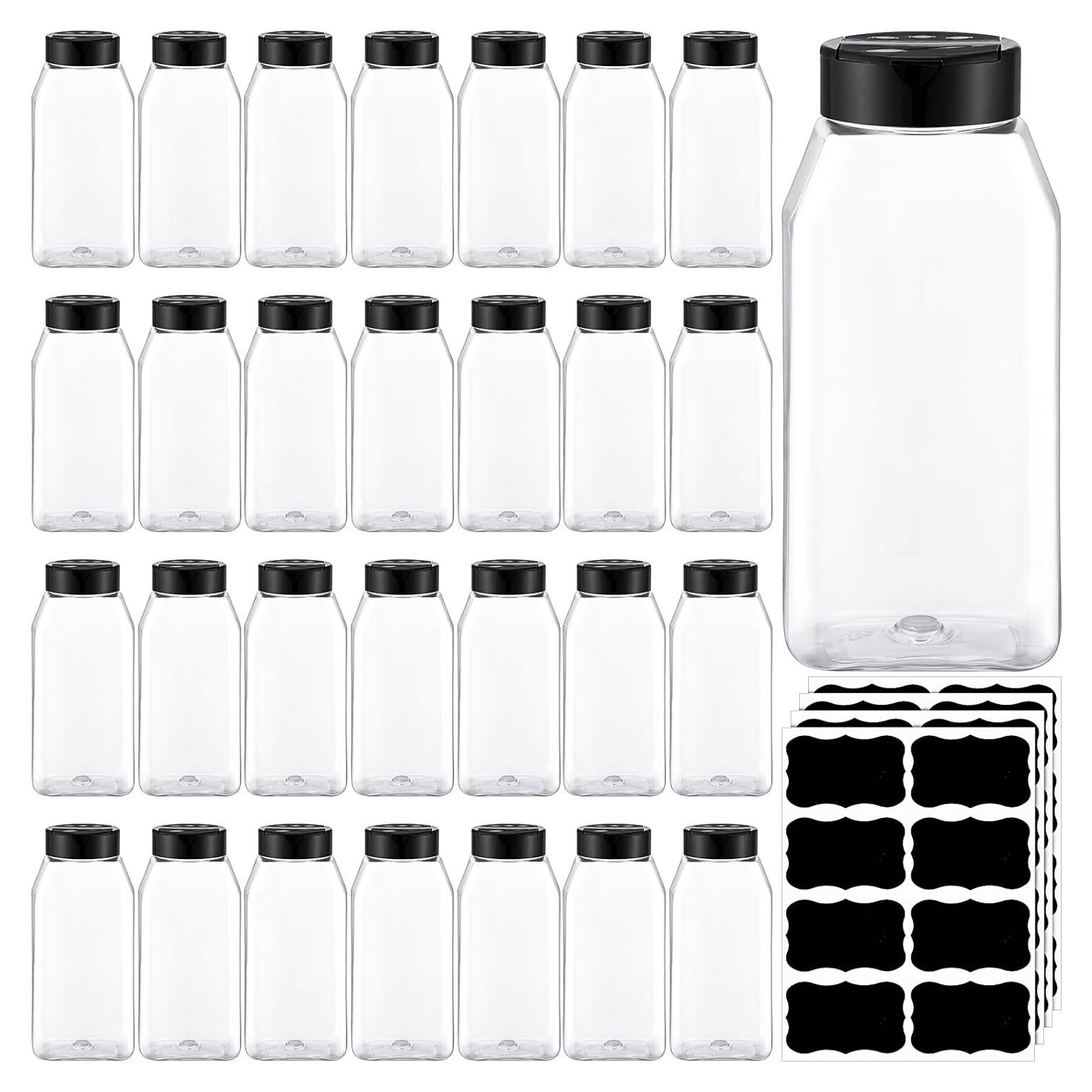 Mifoci 28 Tarros de Especias Plástico 475 ml Cuadrados con Etiquetas