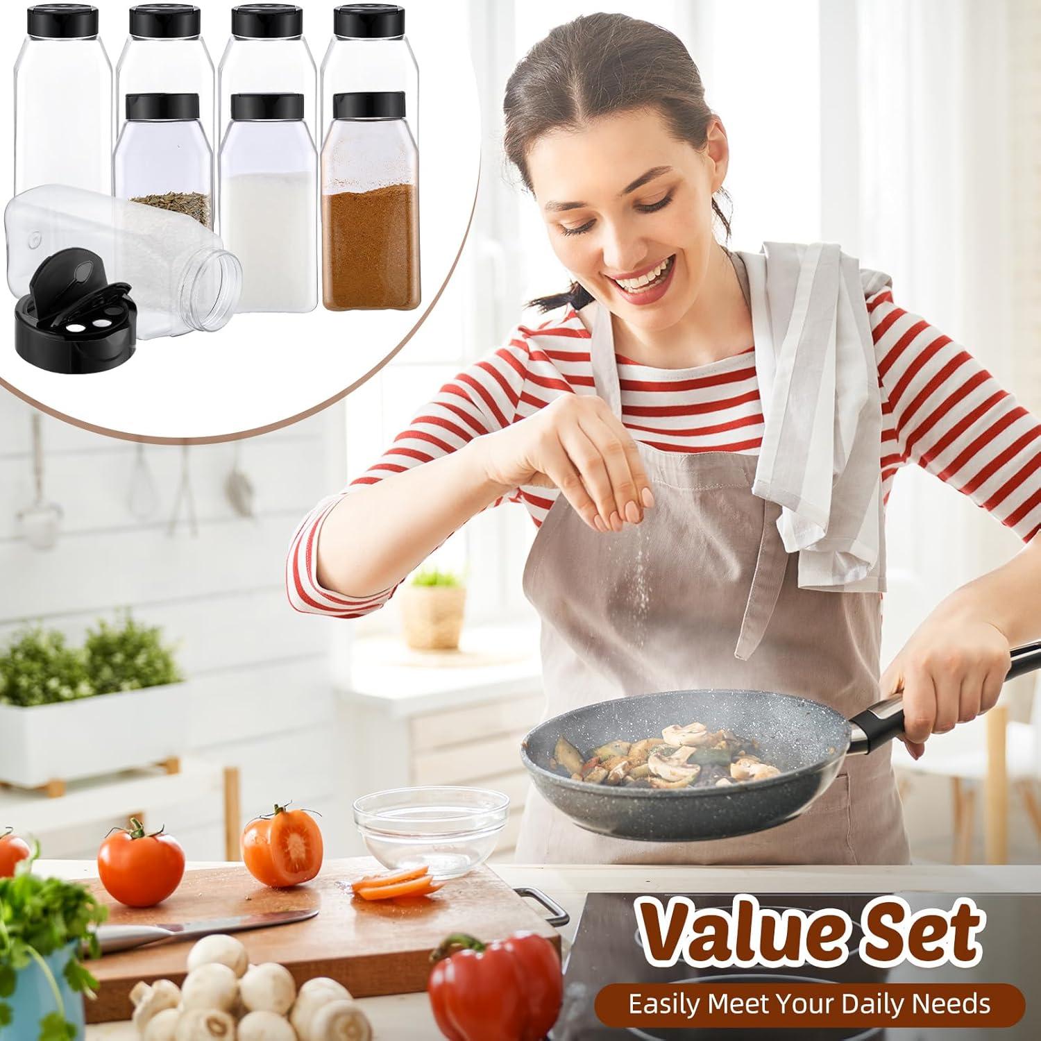 Mifoci 28 Tarros de Especias Plástico 475 ml Cuadrados con Etiquetas