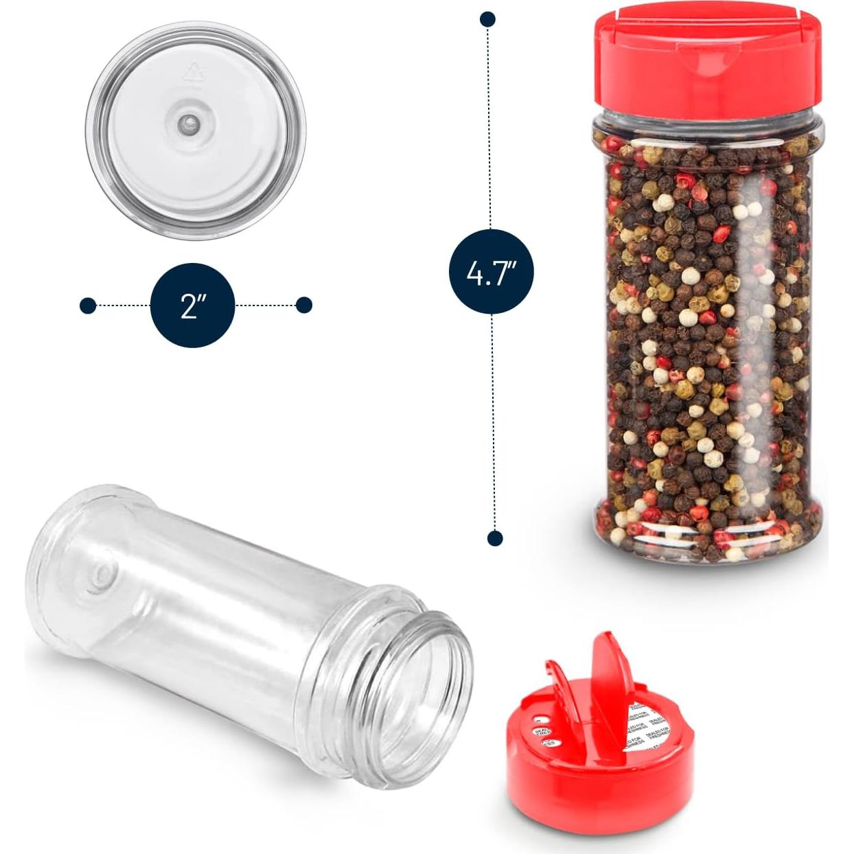 RoyalHouse Paquete de 12 Tarros de Especias 155.9 ml con Tapa Roja