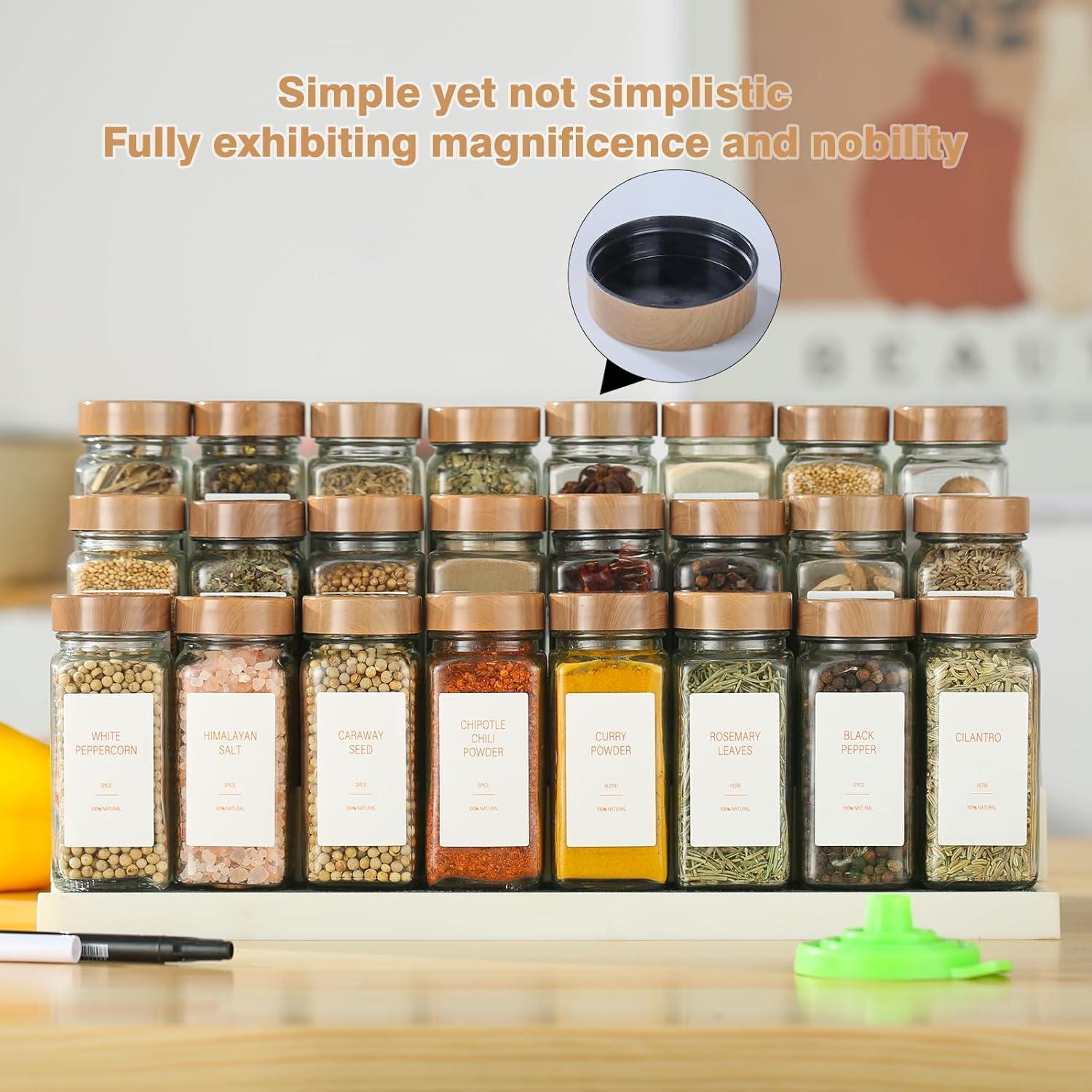 Tarros de Especias de Vidrio TESUNMU 118ml con Etiquetas (24)