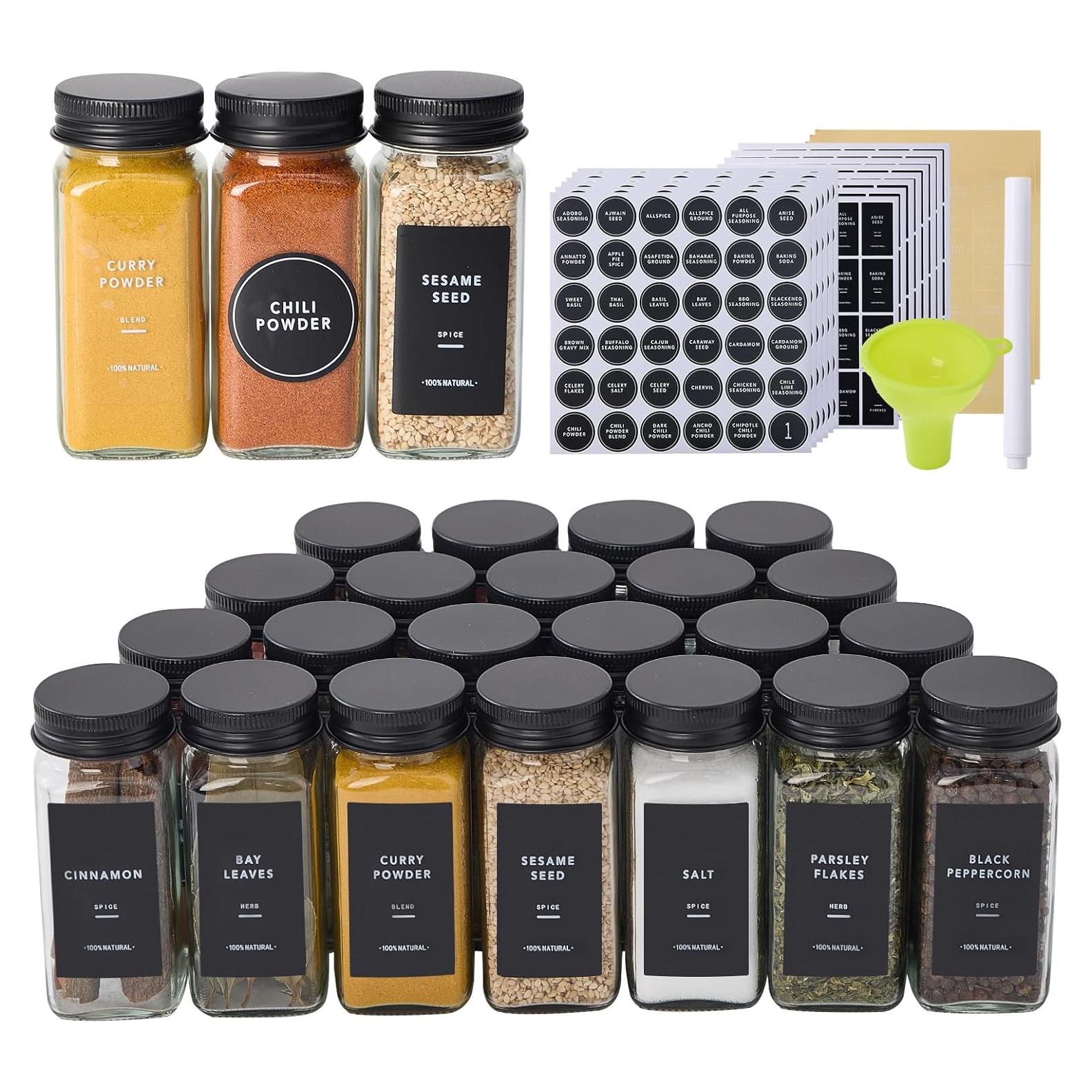 24 Tarros de Especias de Vidrio Fiwence con Etiquetas y Tapas
