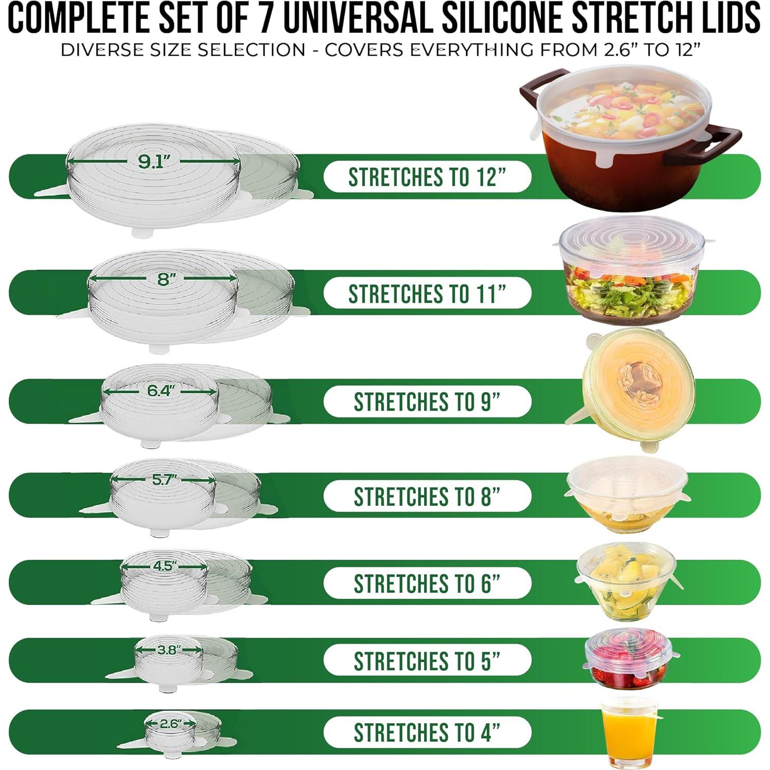 Juego de 7 Tapas de Silicona Reutilizables Basic Haus