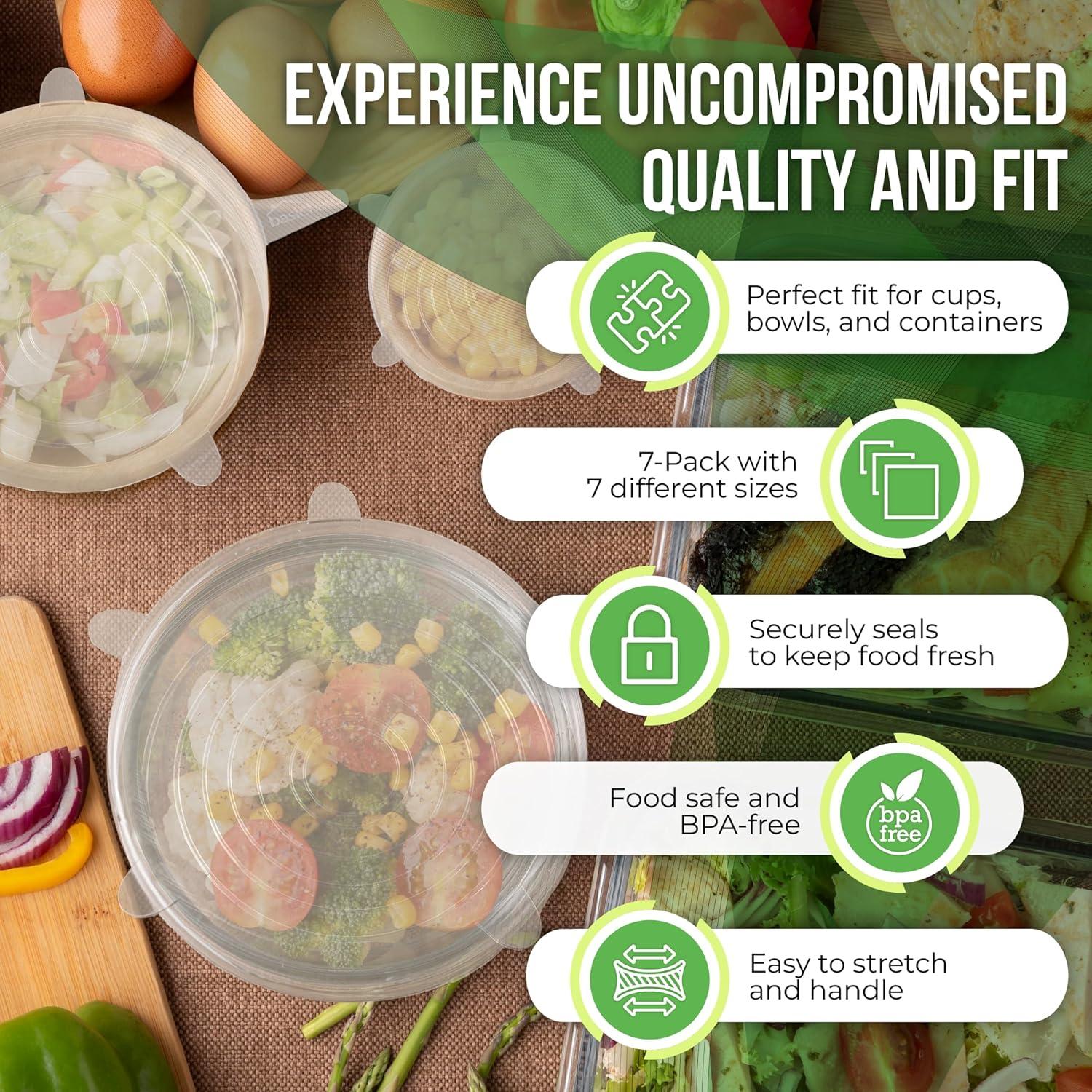 Juego de 7 Tapas de Silicona Reutilizables Basic Haus