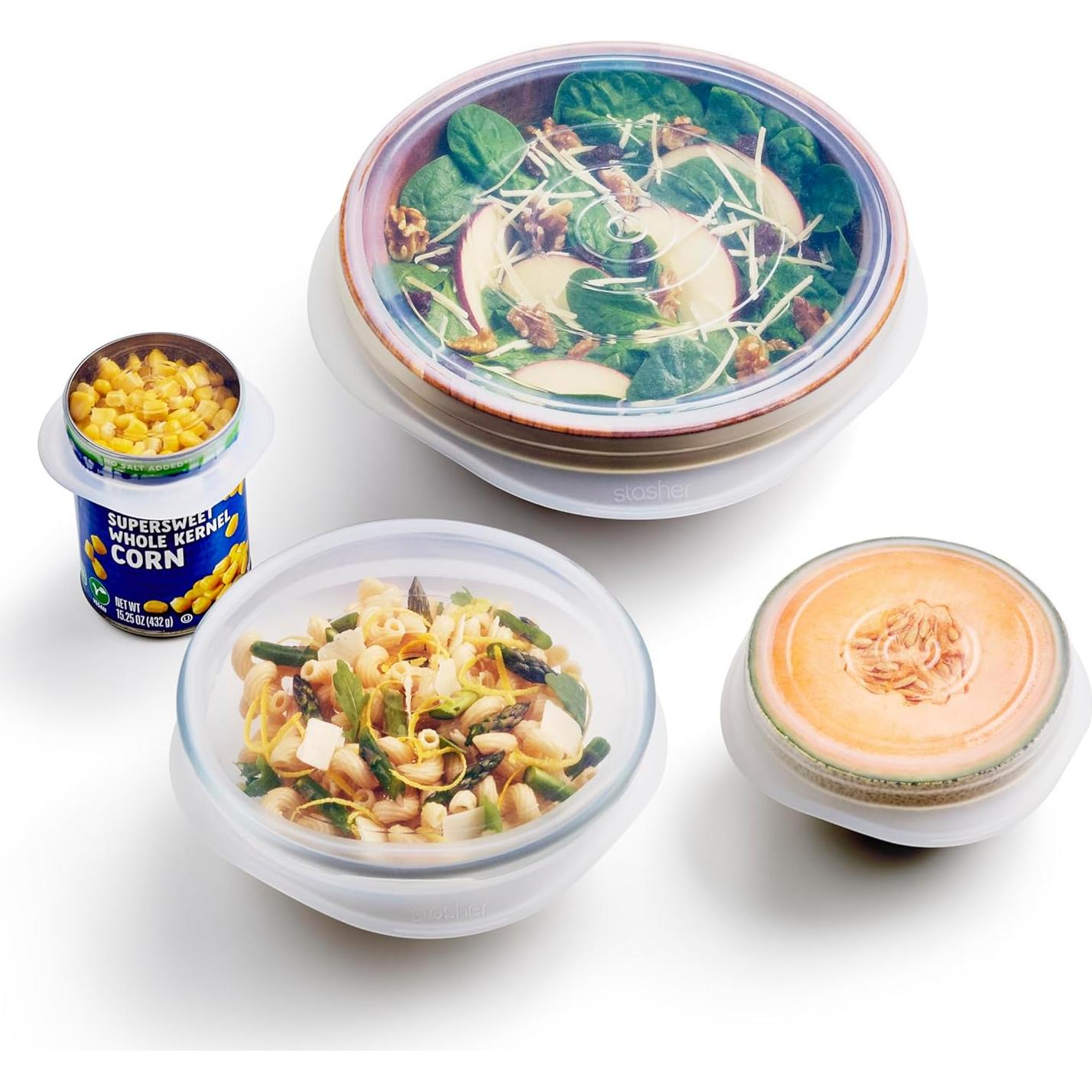 Tapa de Silicona Reutilizable Stasher 4-Pack Transparente