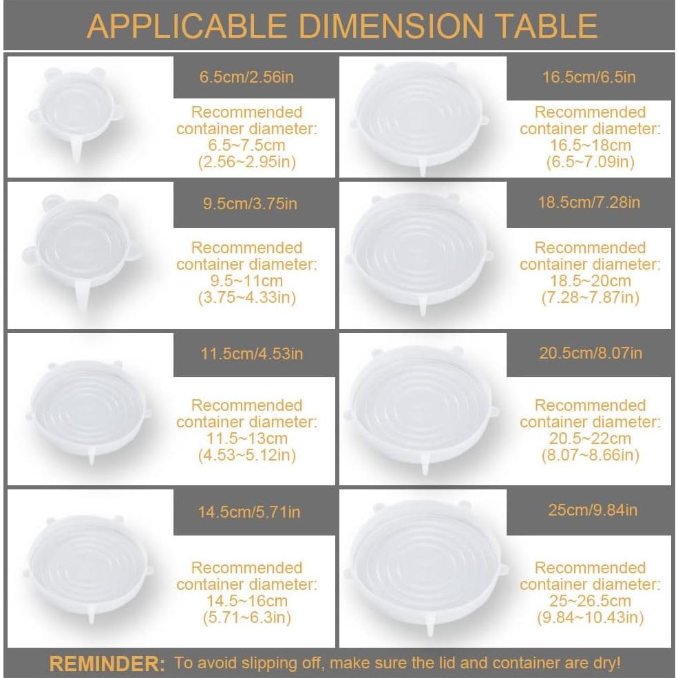 Paquete de 4 tapas de silicona LELE LIFE 11.5cm reutilizables