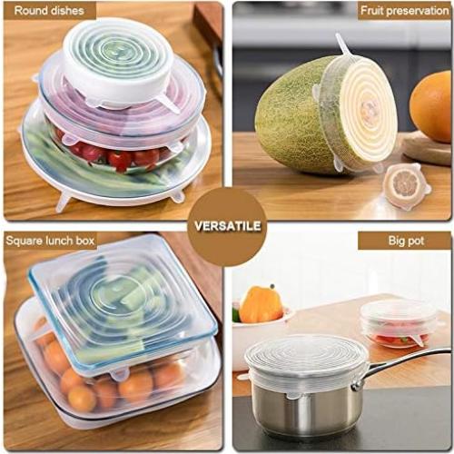 Paquete de 4 tapas de silicona LELE LIFE 11.5cm reutilizables