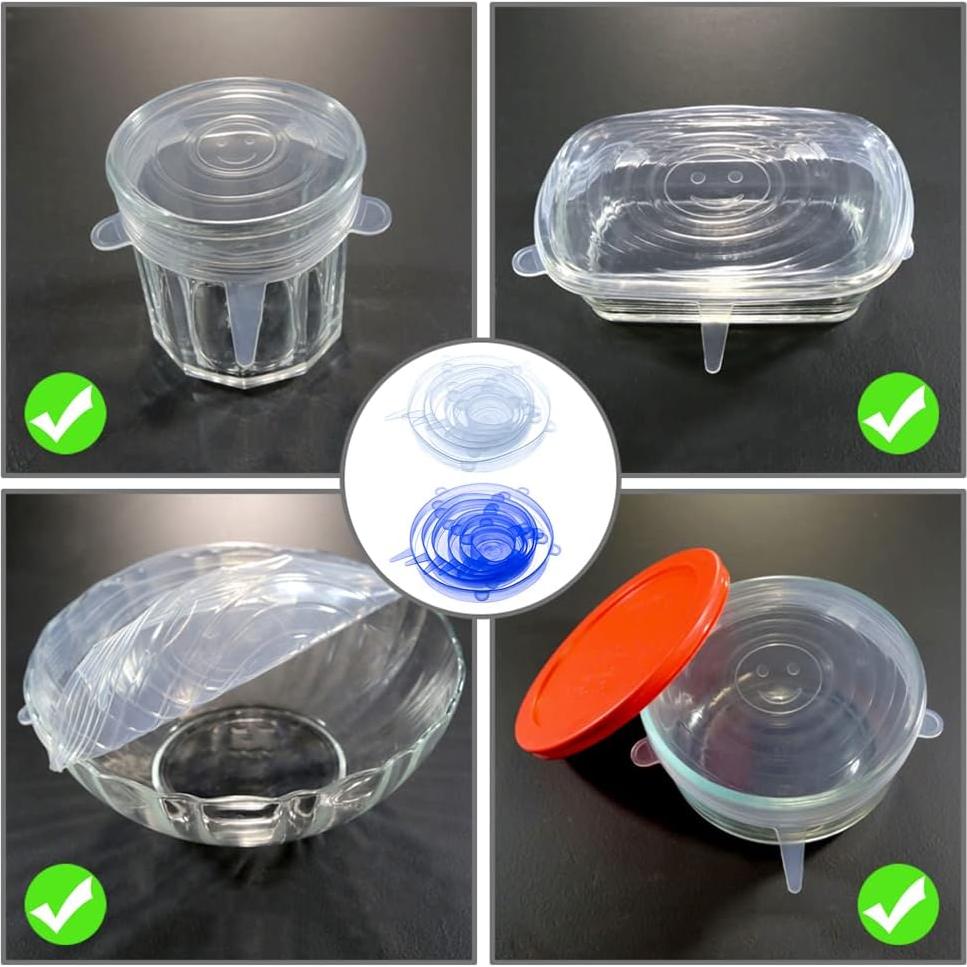 Juego de 12 Tapas de Silicona Elásticas JYYHSF - 6 Tamaños