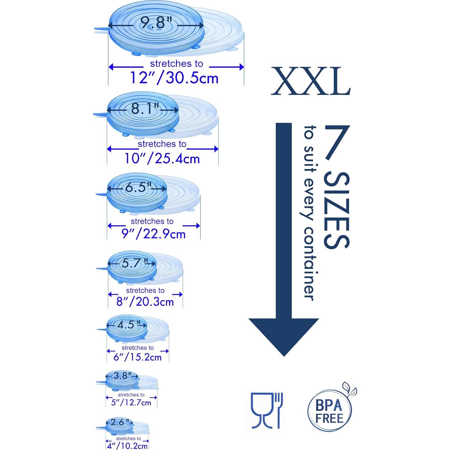 Tapas de Silicona Reutilizables Longzon 14 Piezas 7 Tamaños