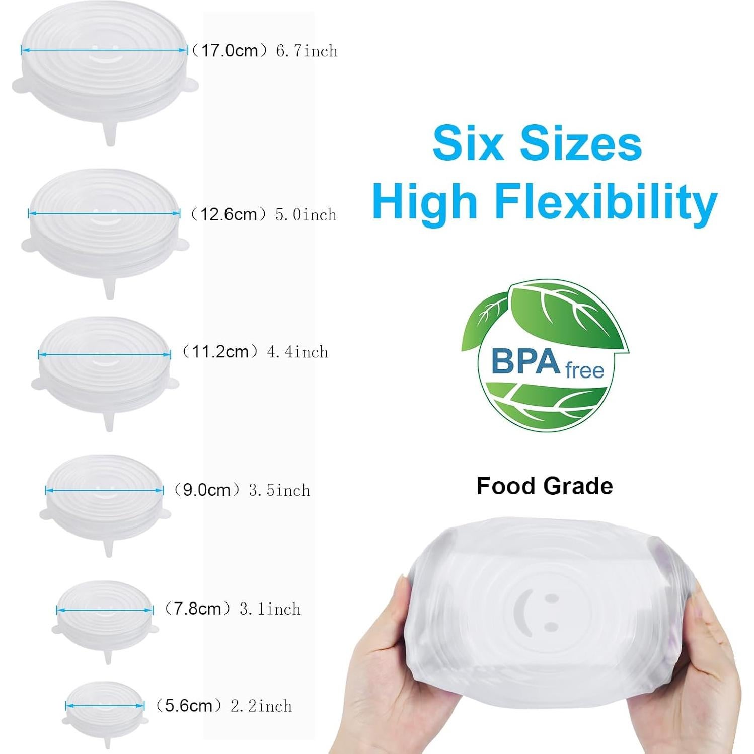 6 Tapas de Silicona Estirables OstWony para Alimentos